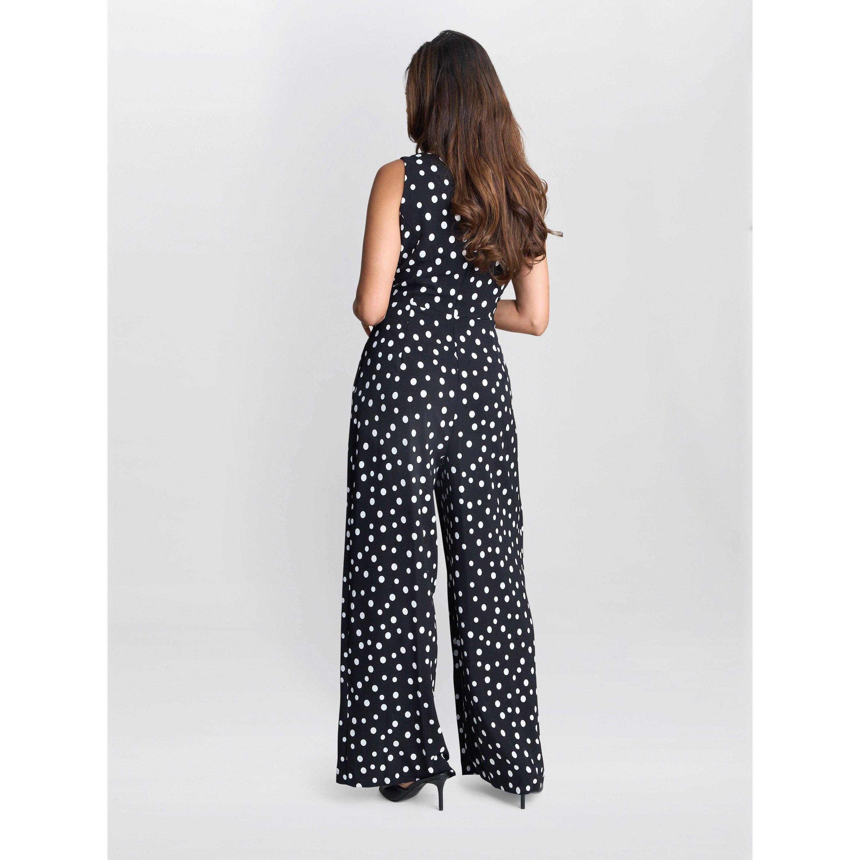 Black / White - Gina Bacconi - Women's Jolie Spot Jumpsuit - 2