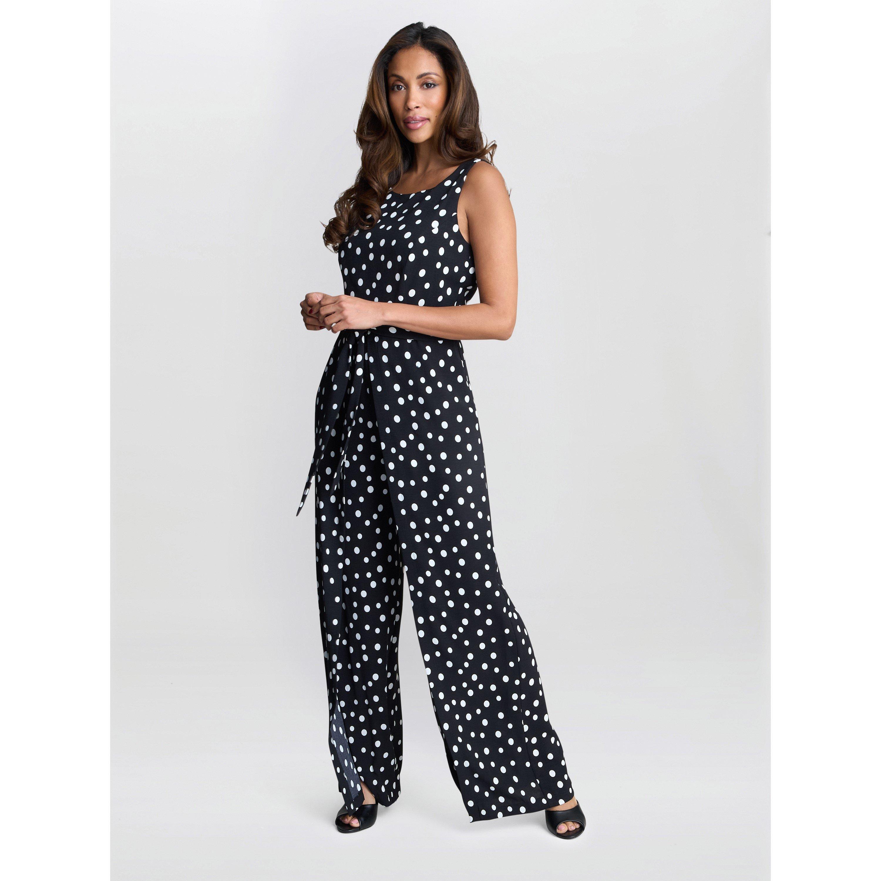Black / White - Gina Bacconi - Women's Jolie Spot Jumpsuit - 6