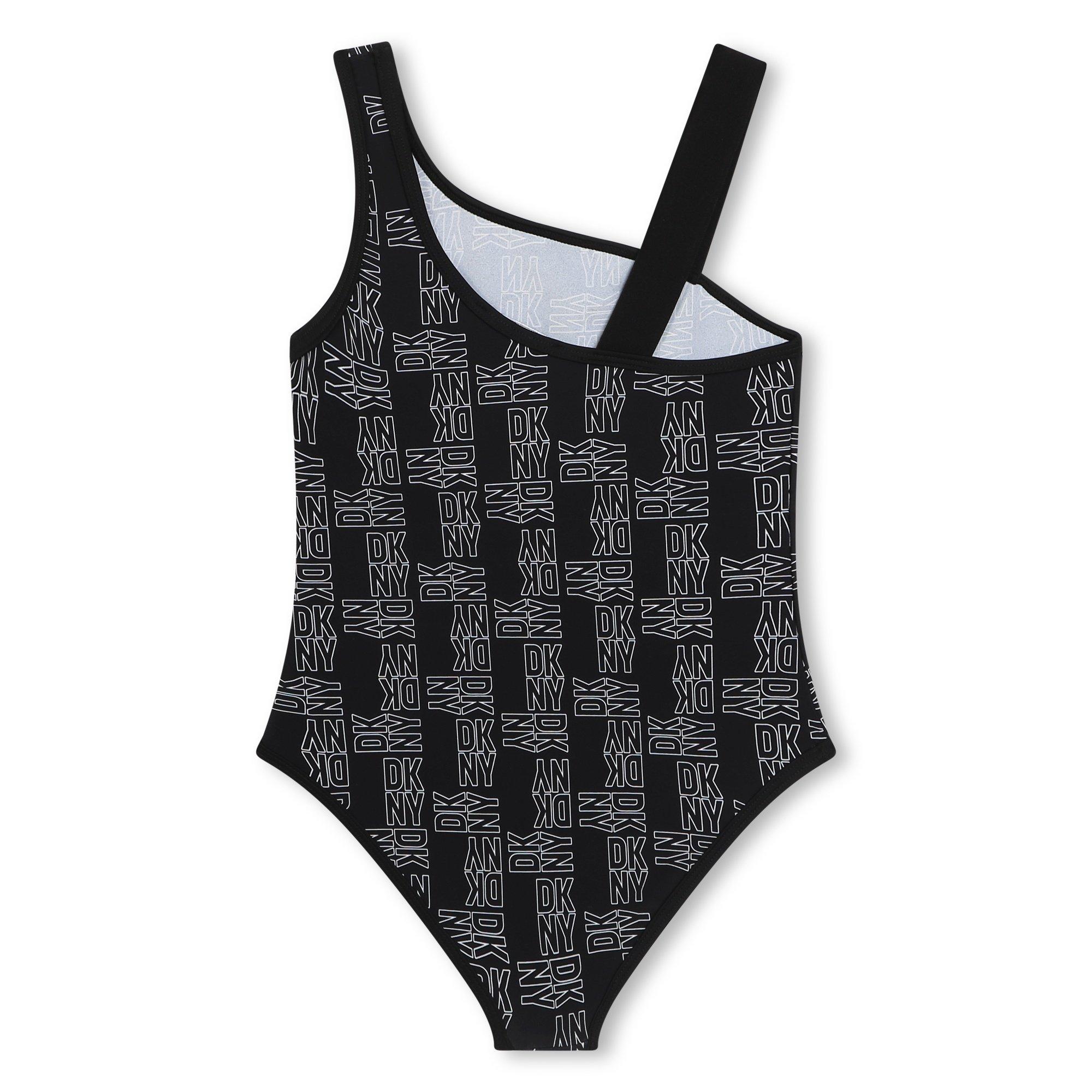 Blk/Wht M41 - DKNY - Kids' Logo Scoop Neck Swimsuit - 2