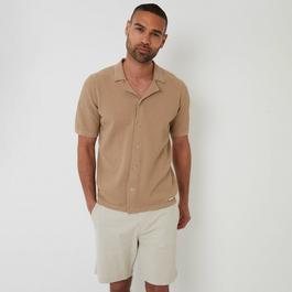 Threadbare Textured Revere Collar Knitted Shirt