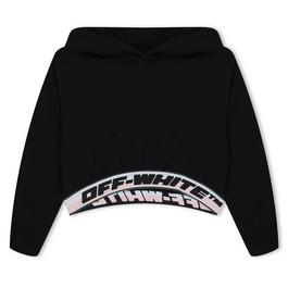 Off White Kids Logo Band Long-Sleeve Hoodie, Prominent Waistband