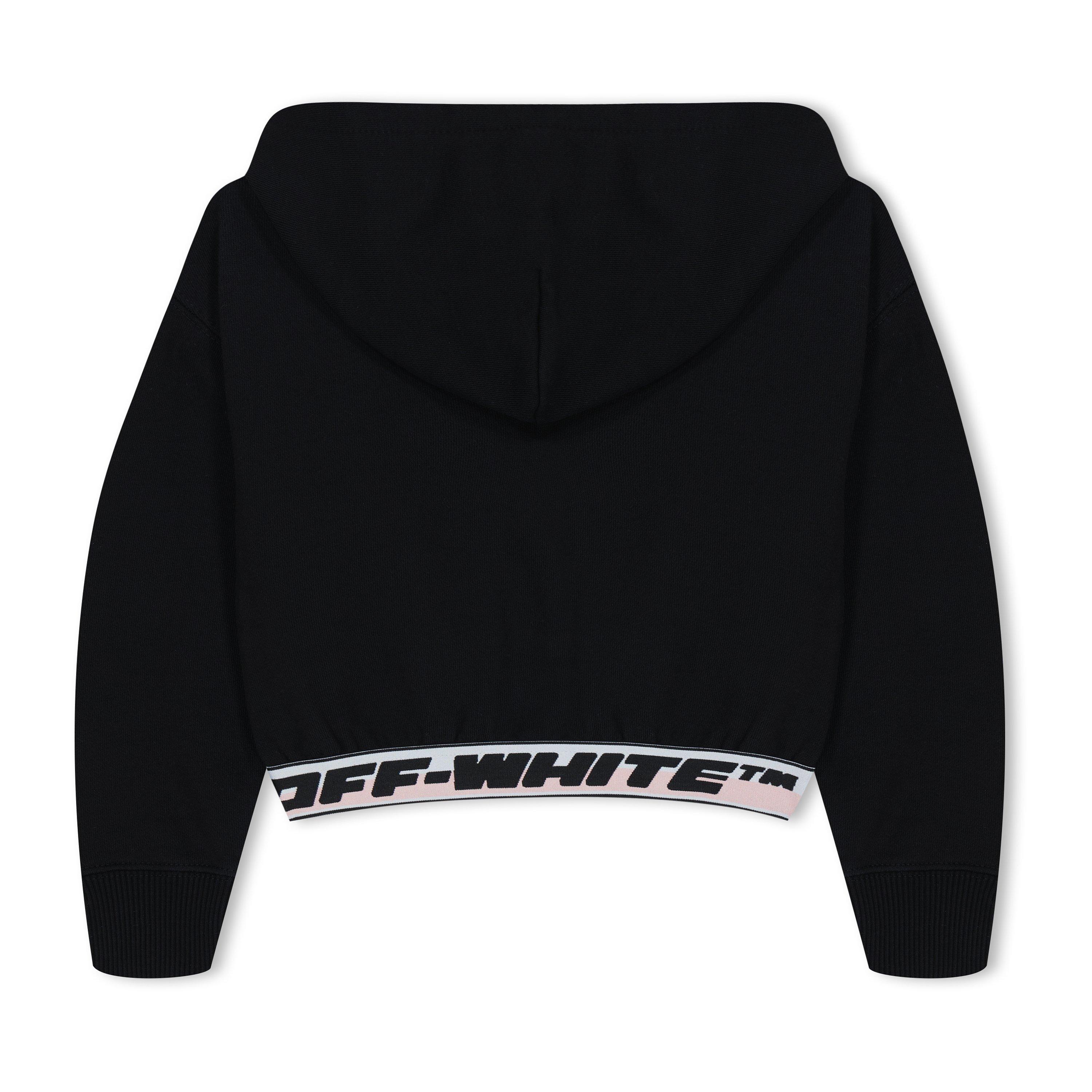 Black 1010 - Off White - Kids Logo Band Long-Sleeve Hoodie, Prominent Waistband - 2
