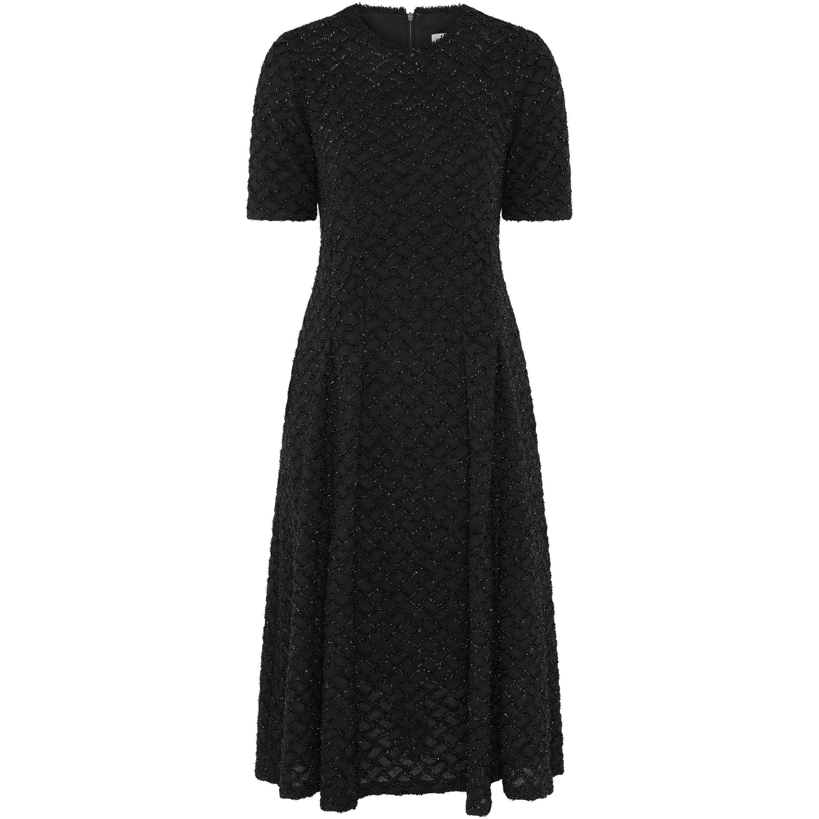 Black - Gina Bacconi - Charly Textured Fit And Flare Midi Dress - 1