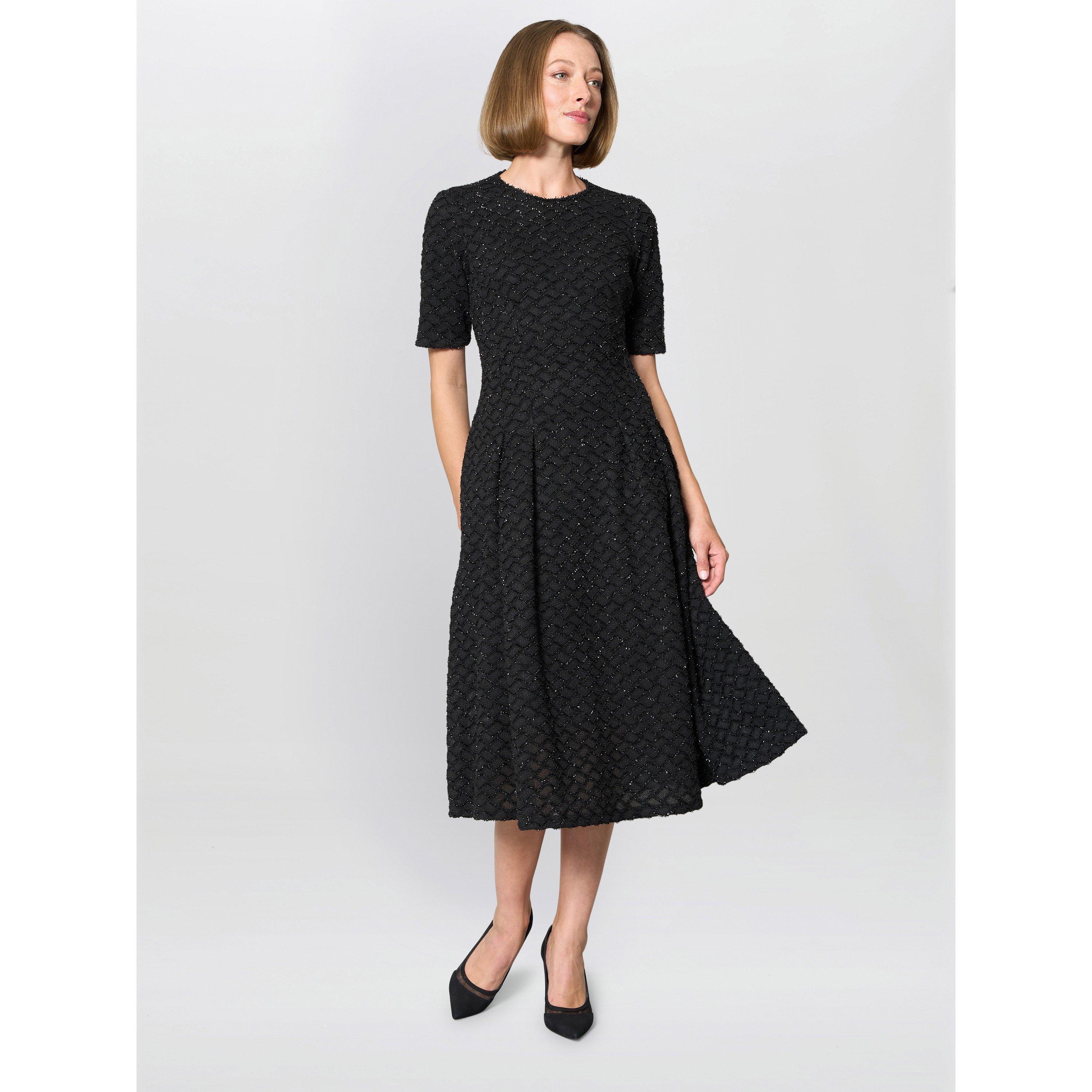 Black - Gina Bacconi - Charly Textured Fit And Flare Midi Dress - 2