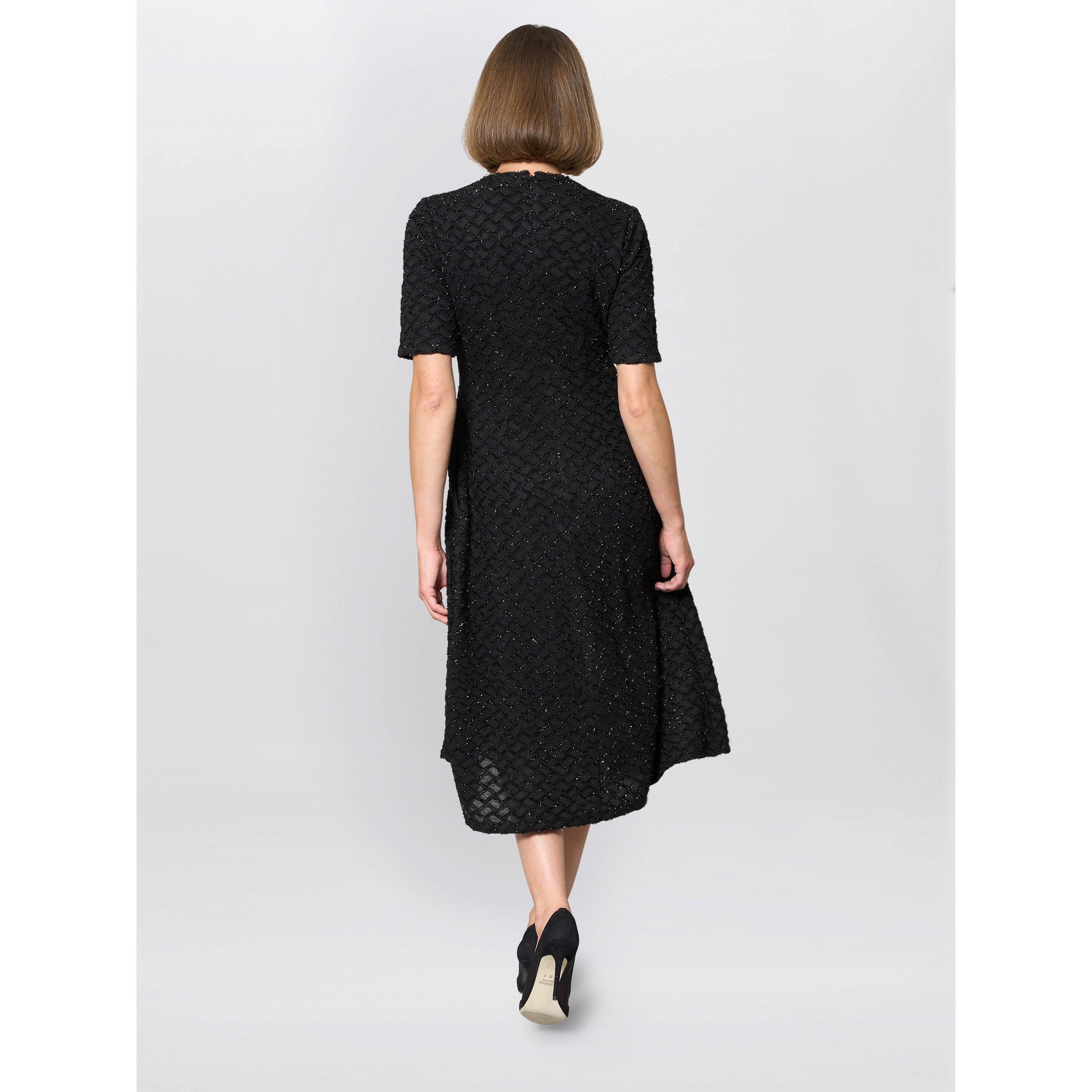 Black - Gina Bacconi - Charly Textured Fit And Flare Midi Dress - 3