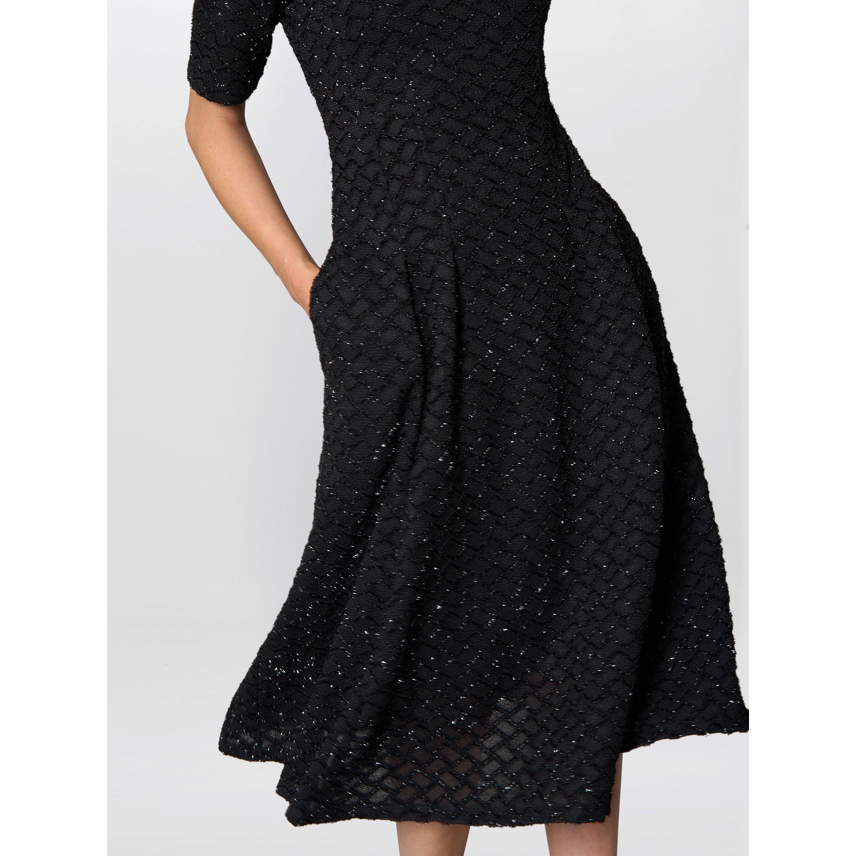 Black - Gina Bacconi - Charly Textured Fit And Flare Midi Dress - 6