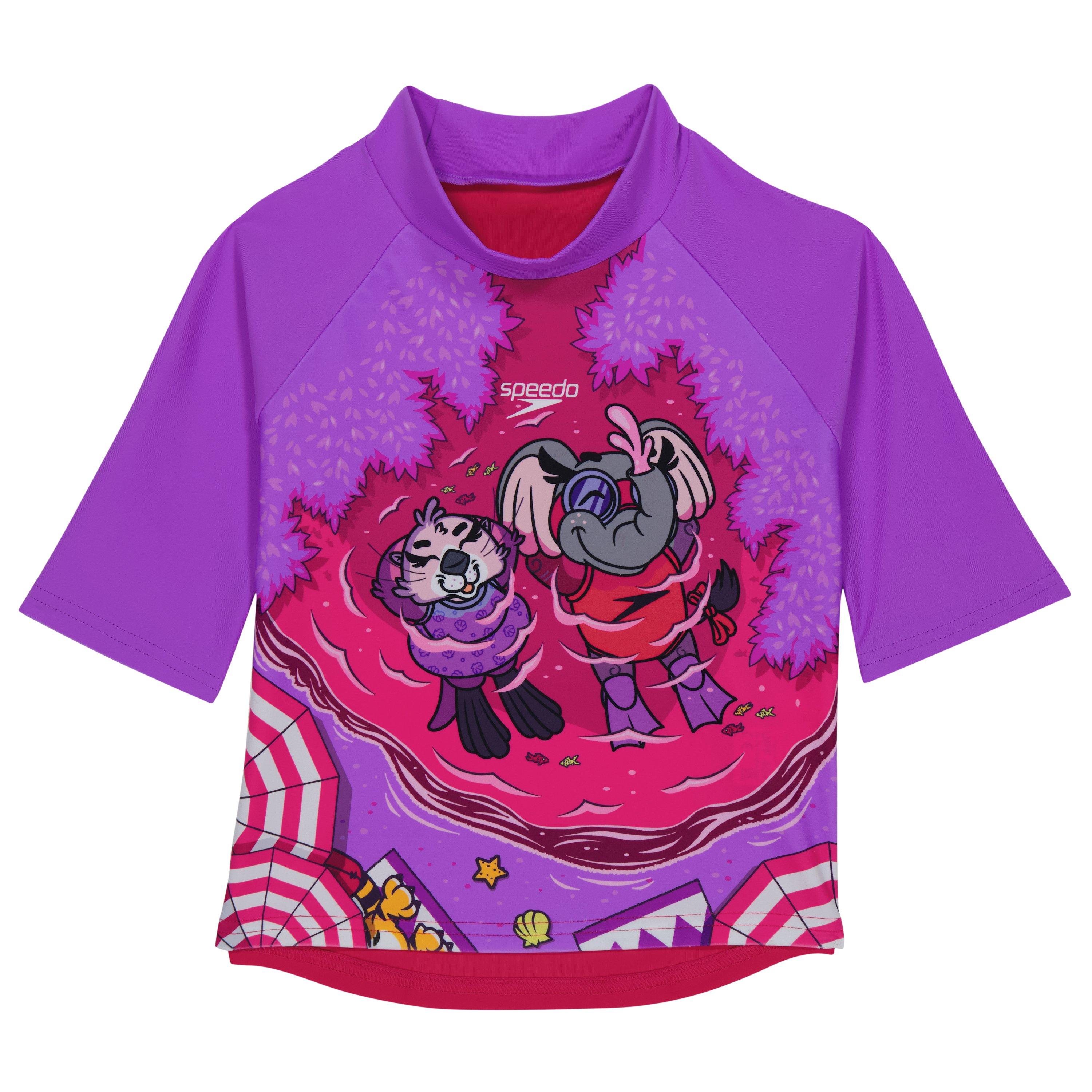 Cherry Pink - Speedo - Girls Learn to Swim Sun Protection Top & Short - 2