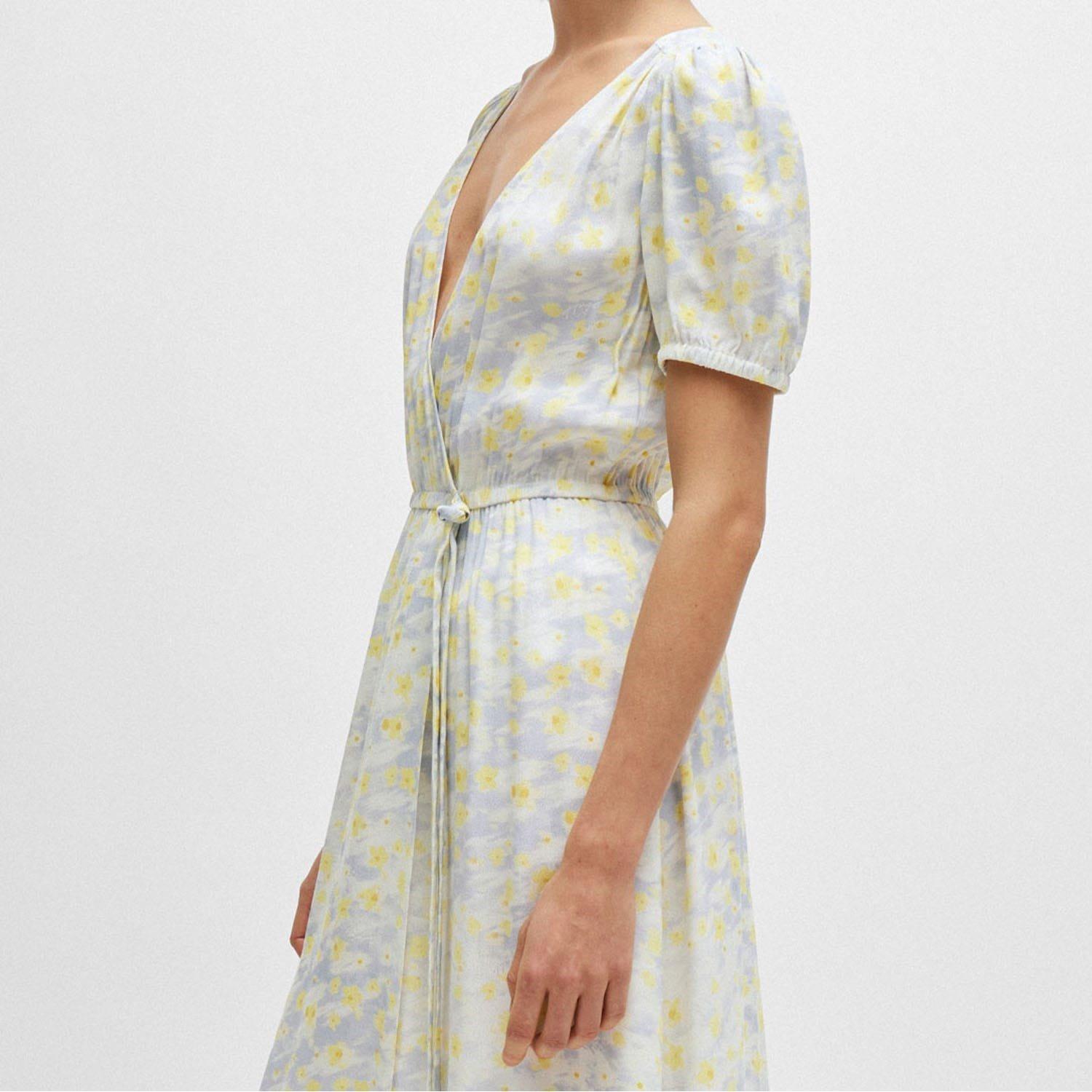 White Yellow - Hugo - Kikoni-1 Wrap-Front Dress - 3