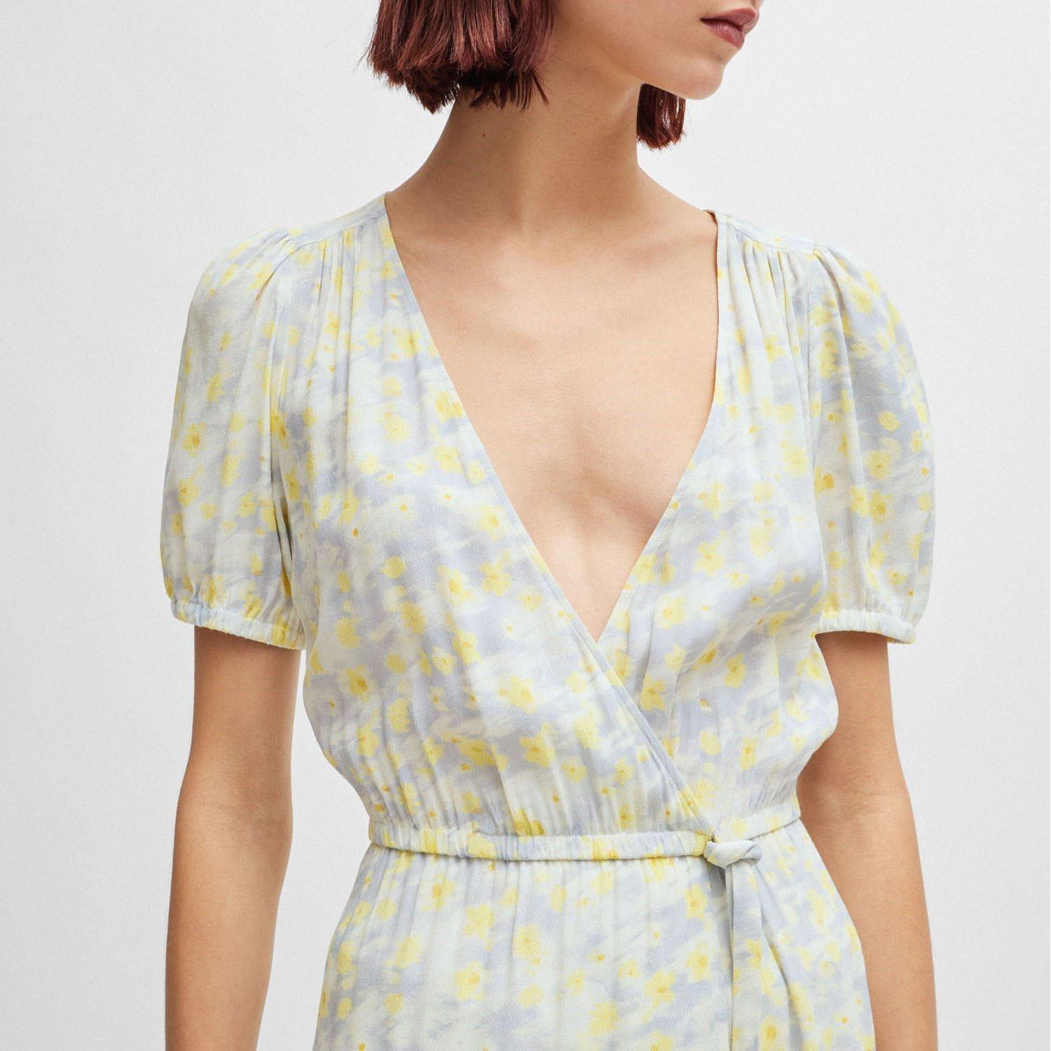 White Yellow - Hugo - Kikoni-1 Wrap-Front Dress - 4