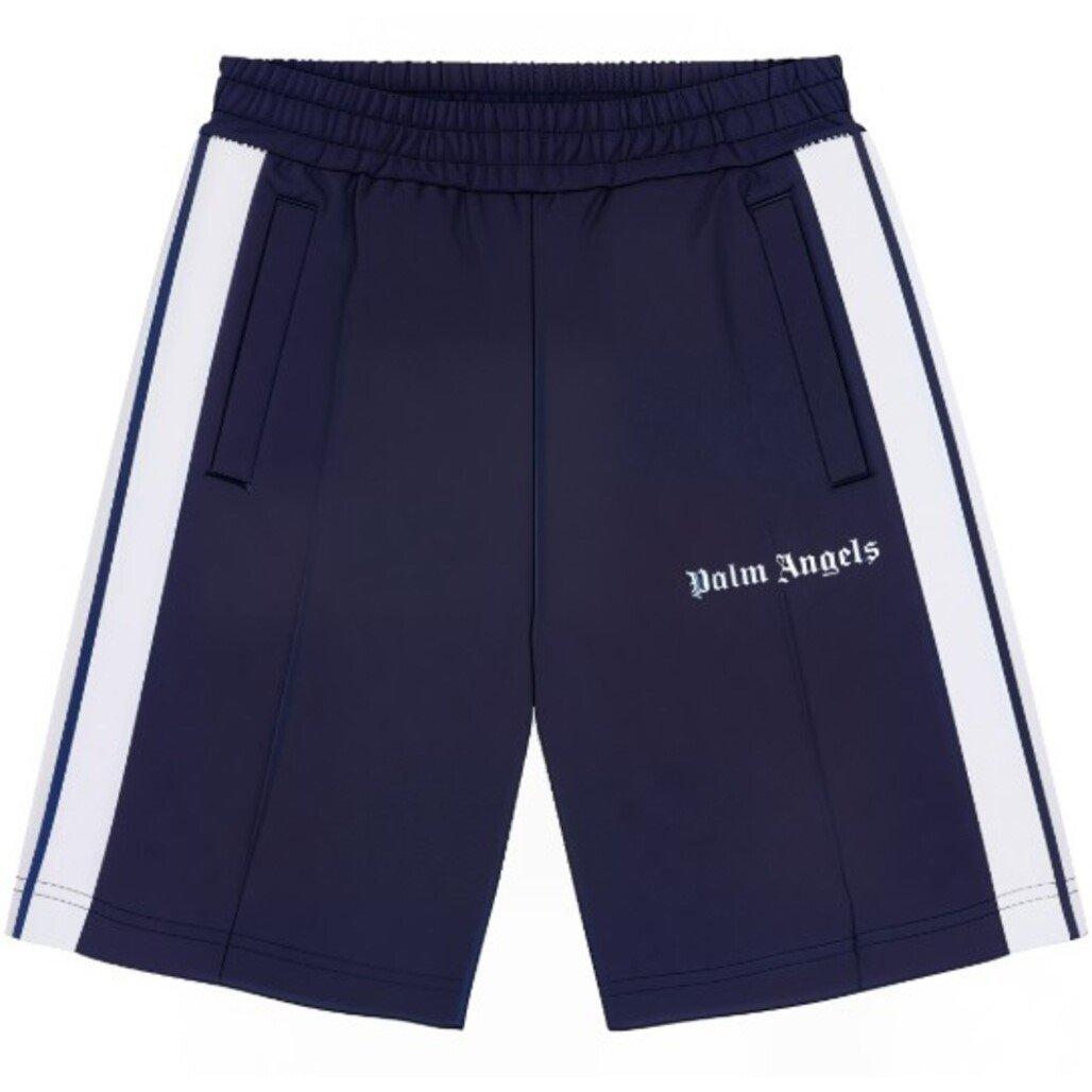 Navy Blue White - Palm Angels - Unisex Kids' Classic Logo Track Woven Tracksuit Shorts