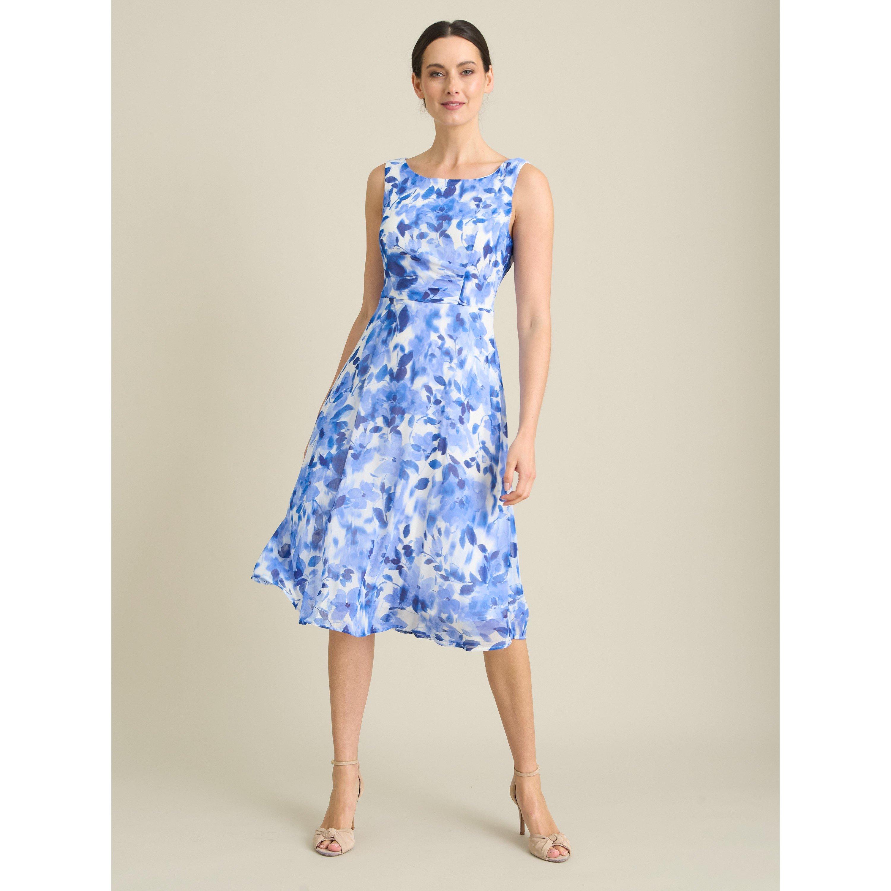 Blue - Gina Bacconi - Noreen Chiffon Floral Midi Dress - 1