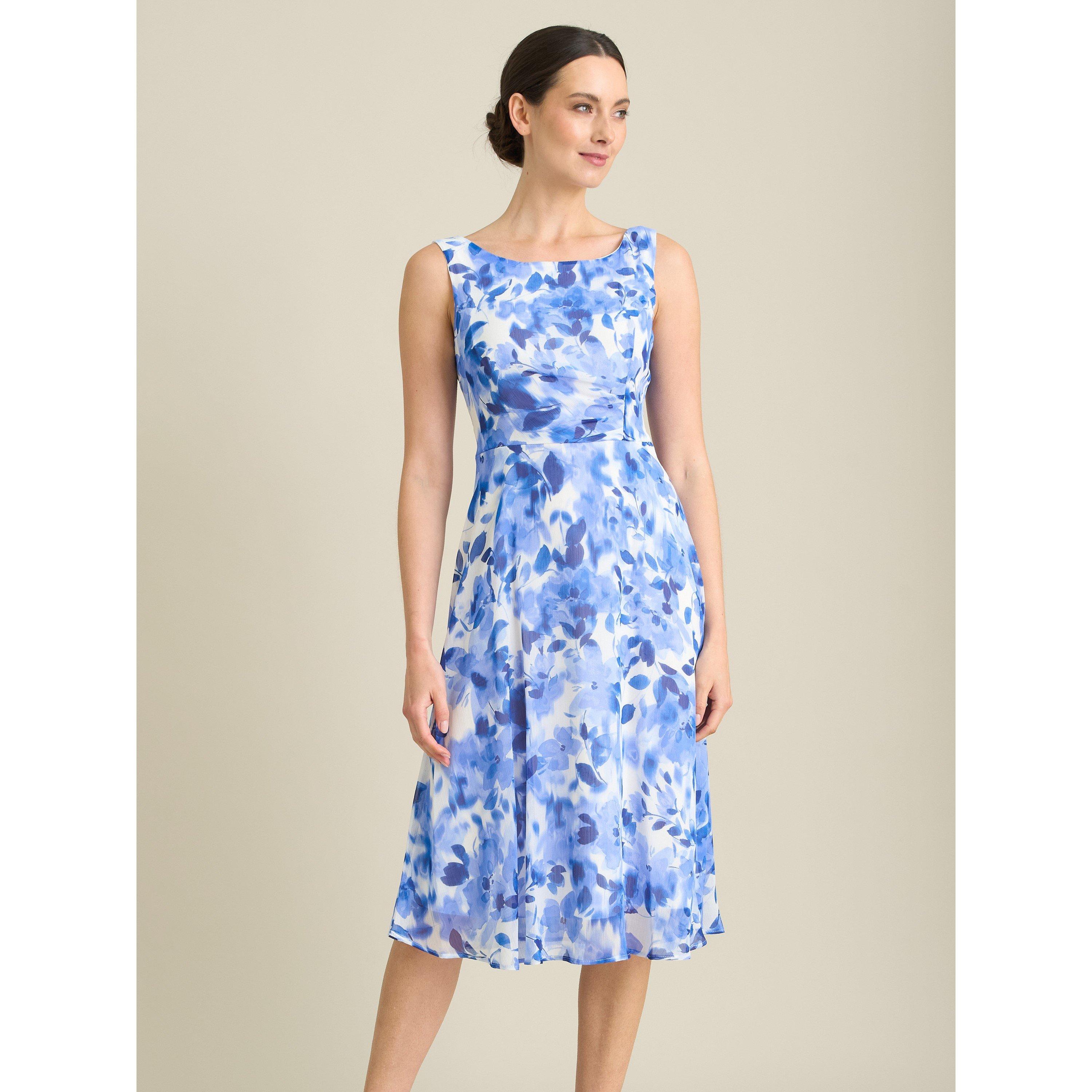 Blue - Gina Bacconi - Noreen Chiffon Floral Midi Dress - 3