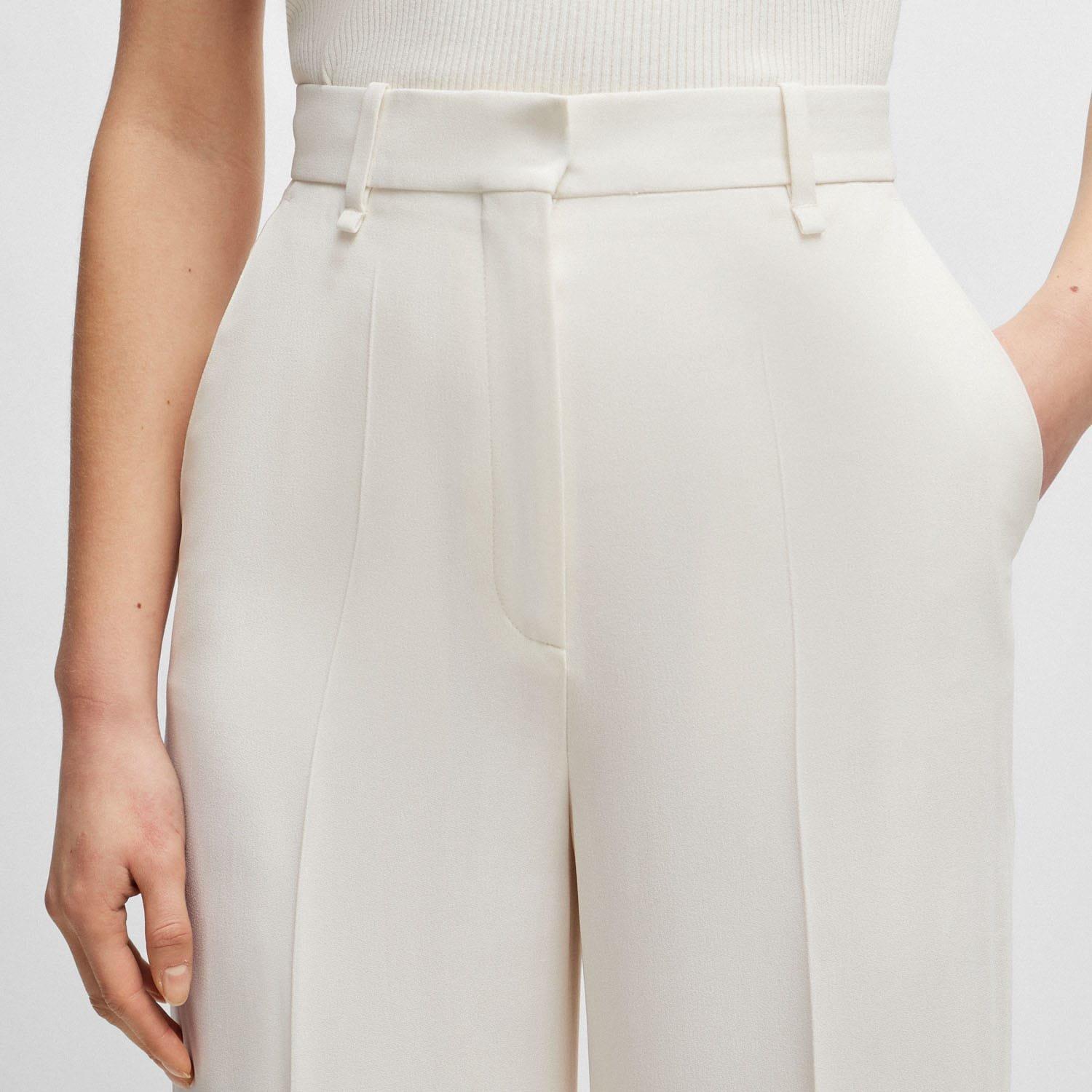 White - Boss - Tikela High-Waisted Relaxed-Fit Trousers - 3