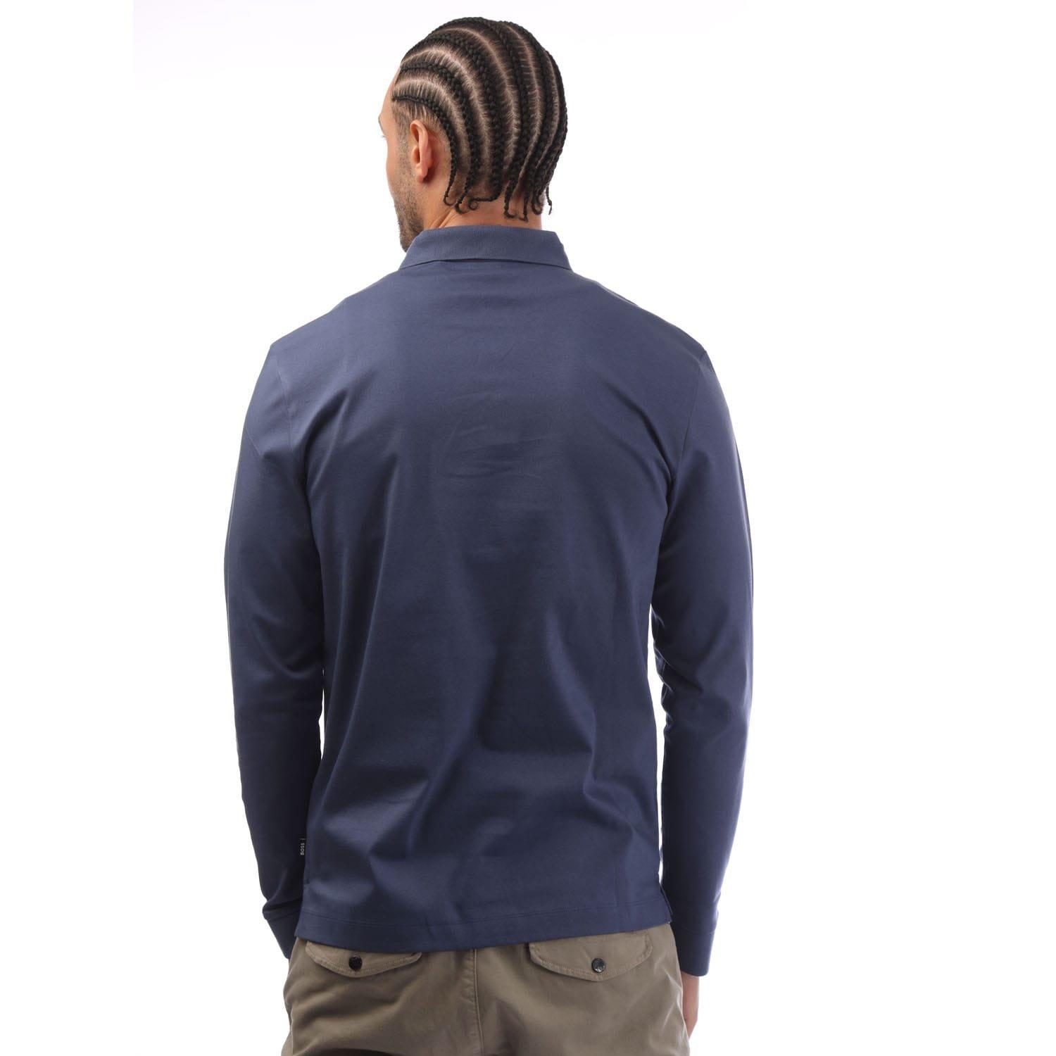Navy - Boss - Pado 30 Long Sleeve Polo Shirt - 3