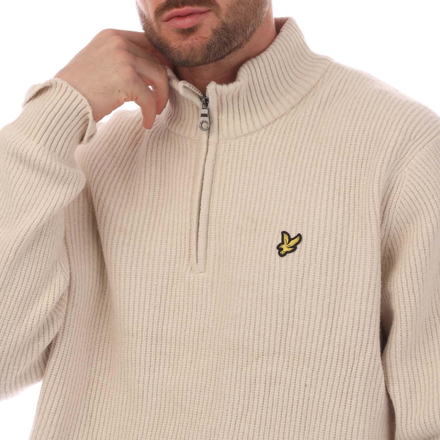Beige - Lyle and Scott - Shaker Stitch Quarter-Zip Sweater - 2