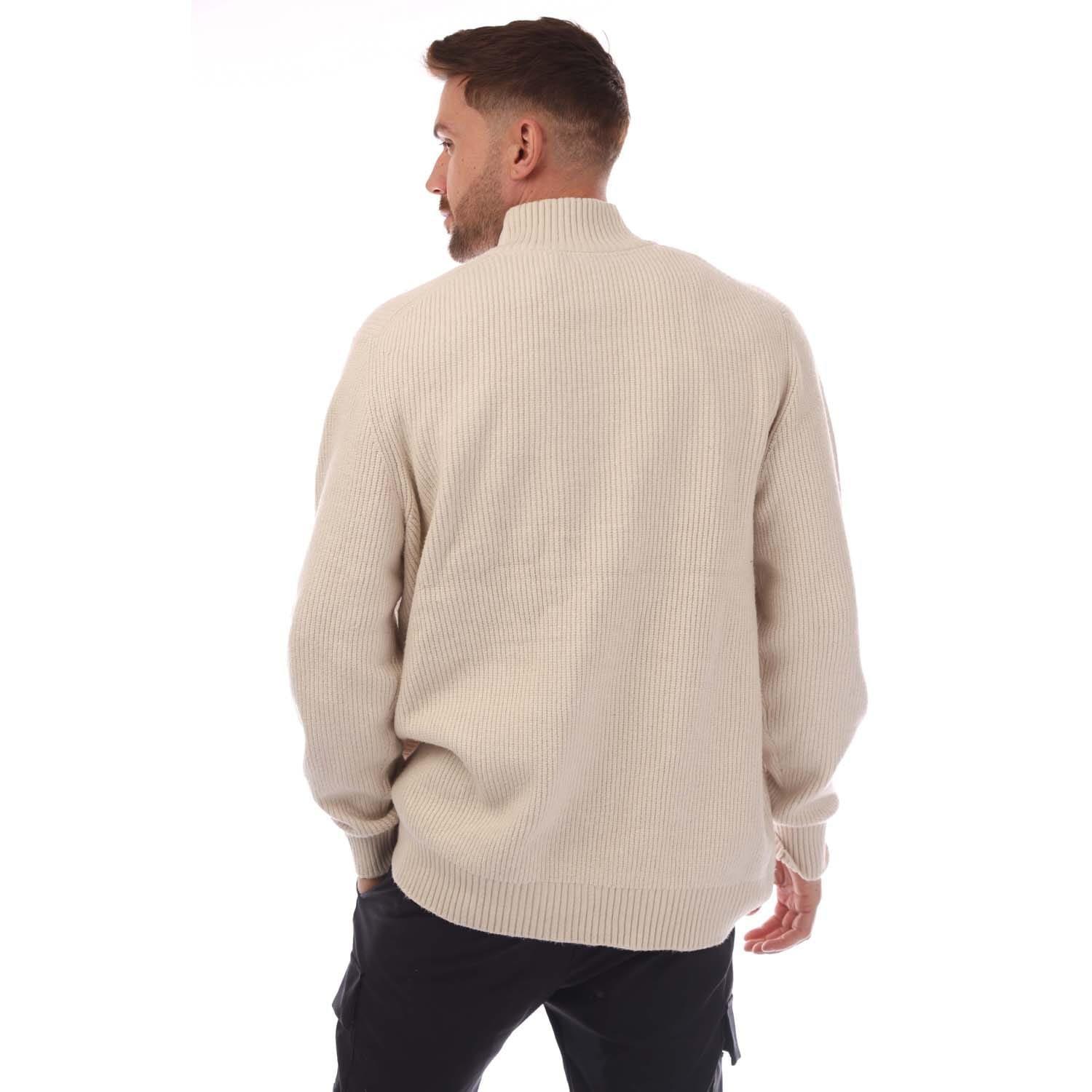 Beige - Lyle and Scott - Shaker Stitch Quarter-Zip Sweater - 3