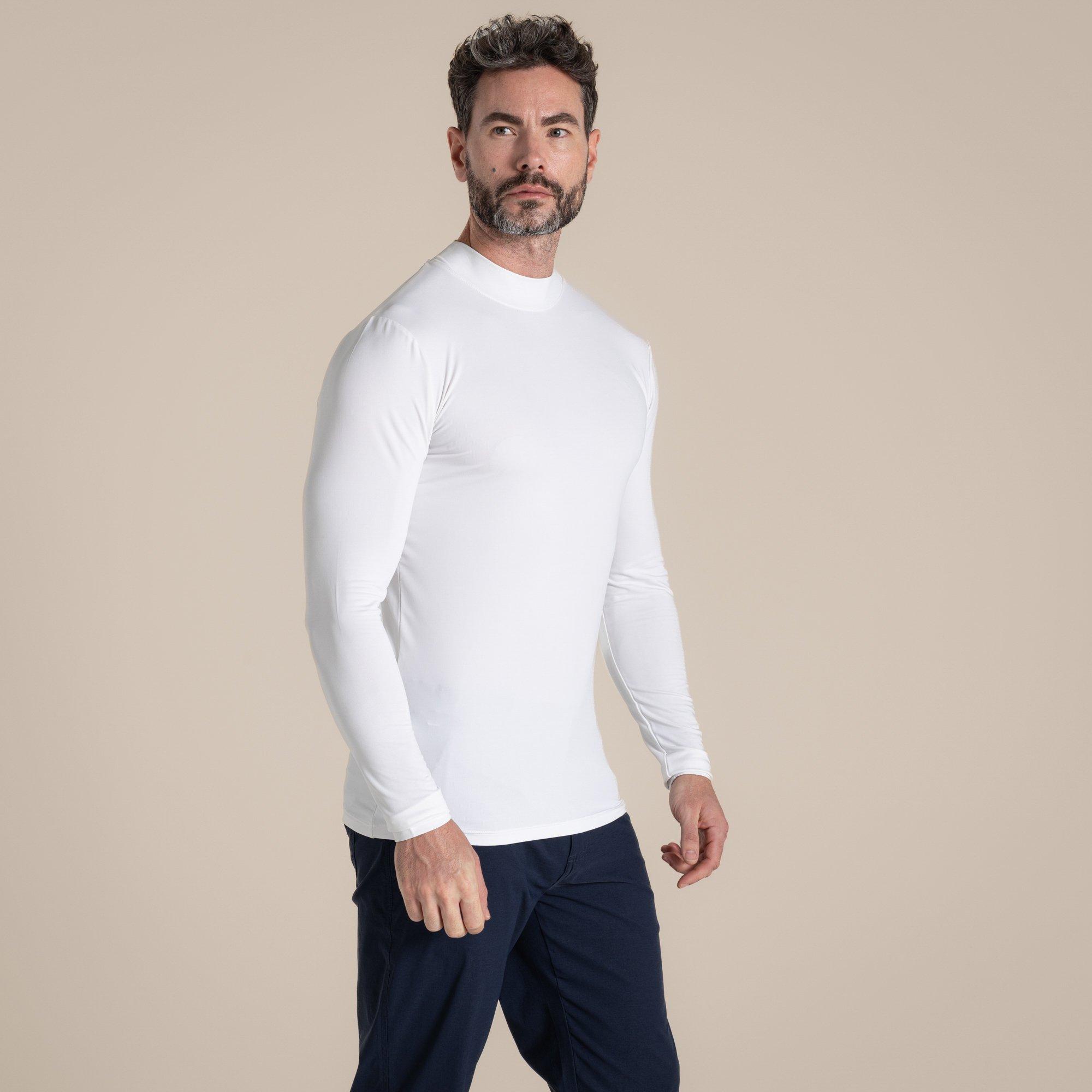 Craghoppers Men's Nosilife Mock Neck Long-Sleeved Jersey Top - White - L