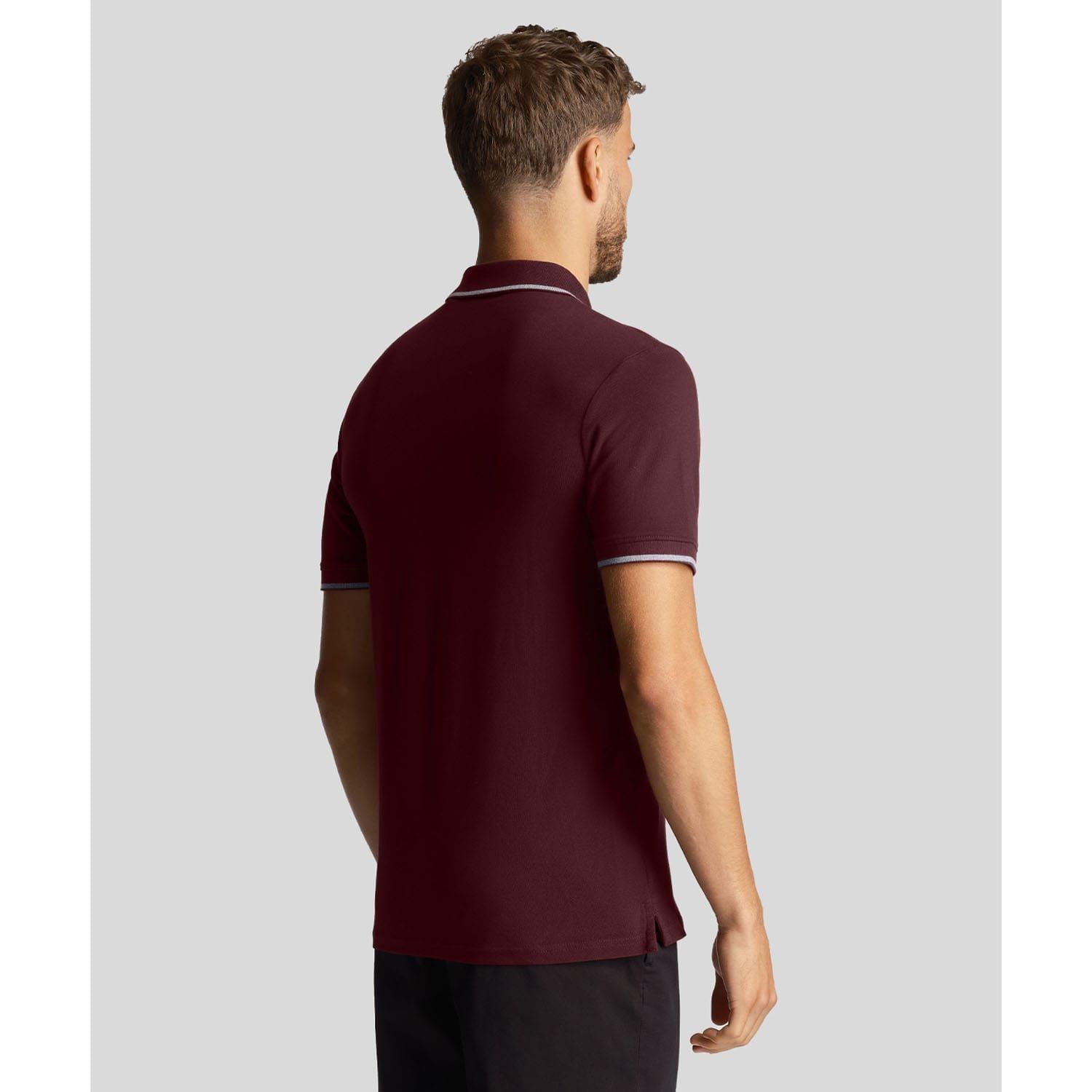 Burgundy - Lyle and Scott - Co-Ordinate Print Tipped Polo Shirt - 3
