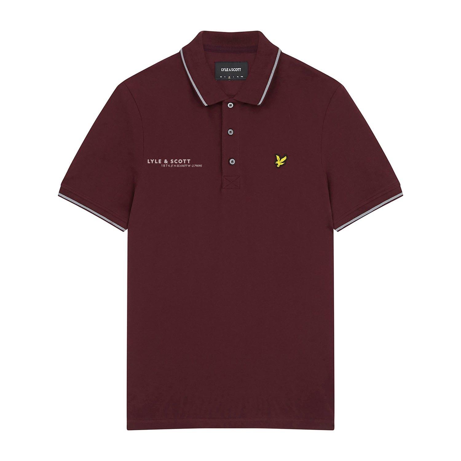 Burgundy - Lyle and Scott - Co-Ordinate Print Tipped Polo Shirt - 5