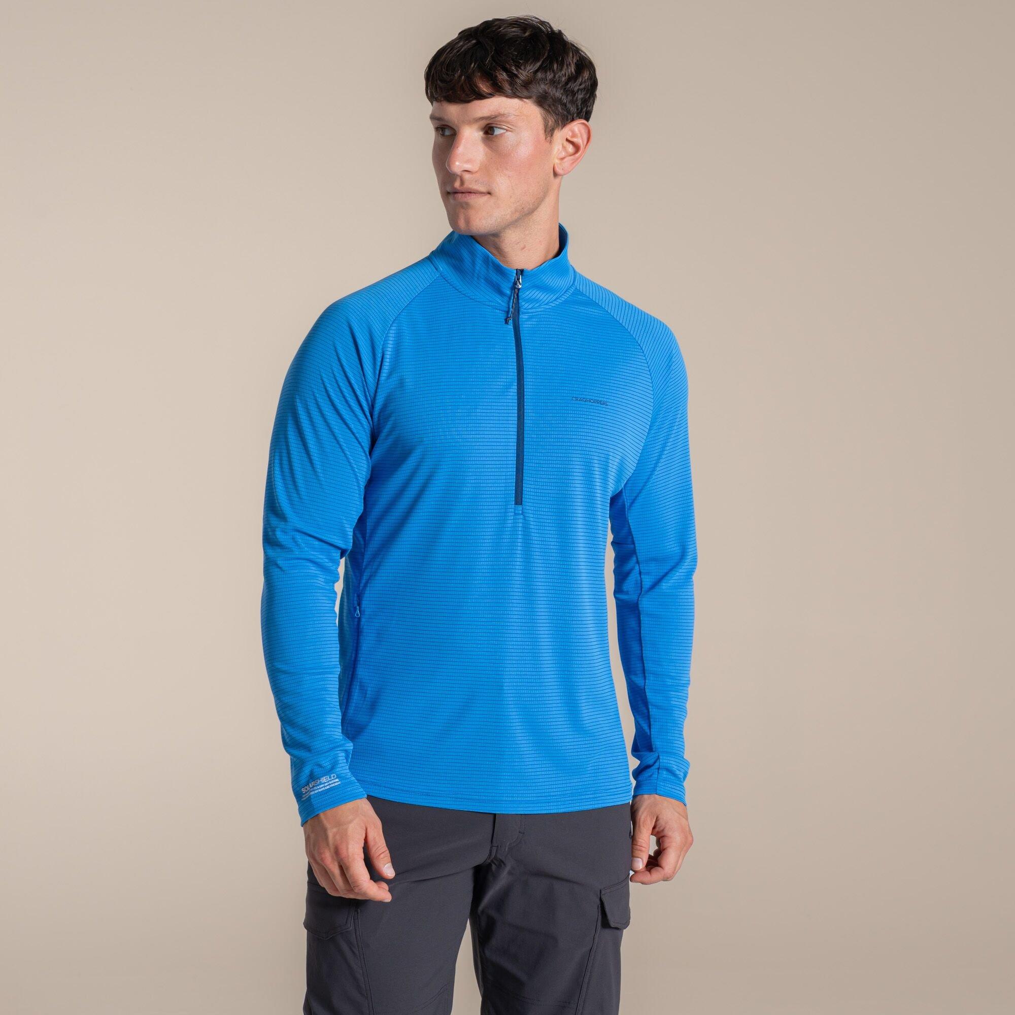 Craghoppers Men's Nosilife Solar Shield+ Quick-Drying Half Zip Top - Azure Sky - L