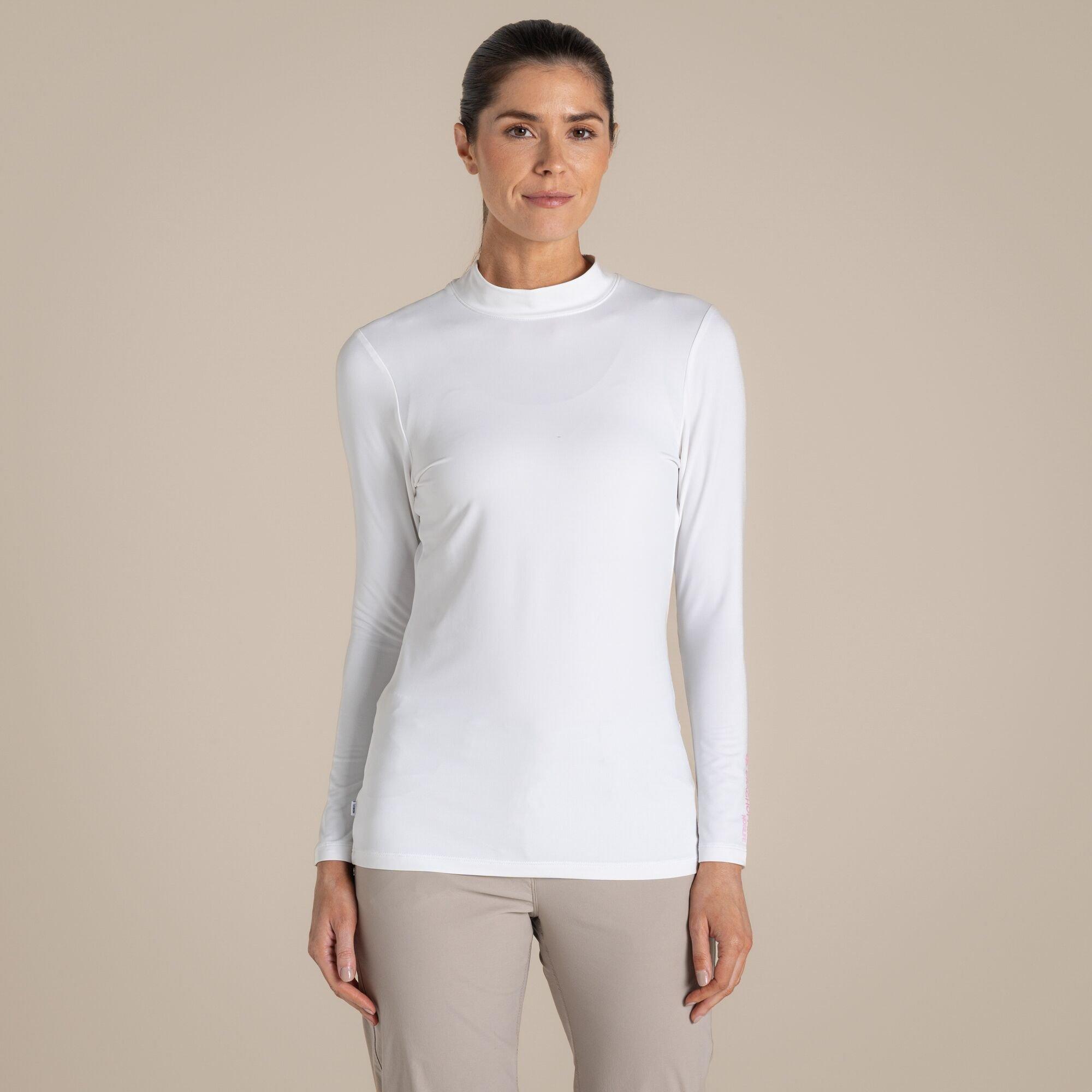 White - Craghoppers - NosiLife Mock Neck Long-Sleeved Golf Tee - 1