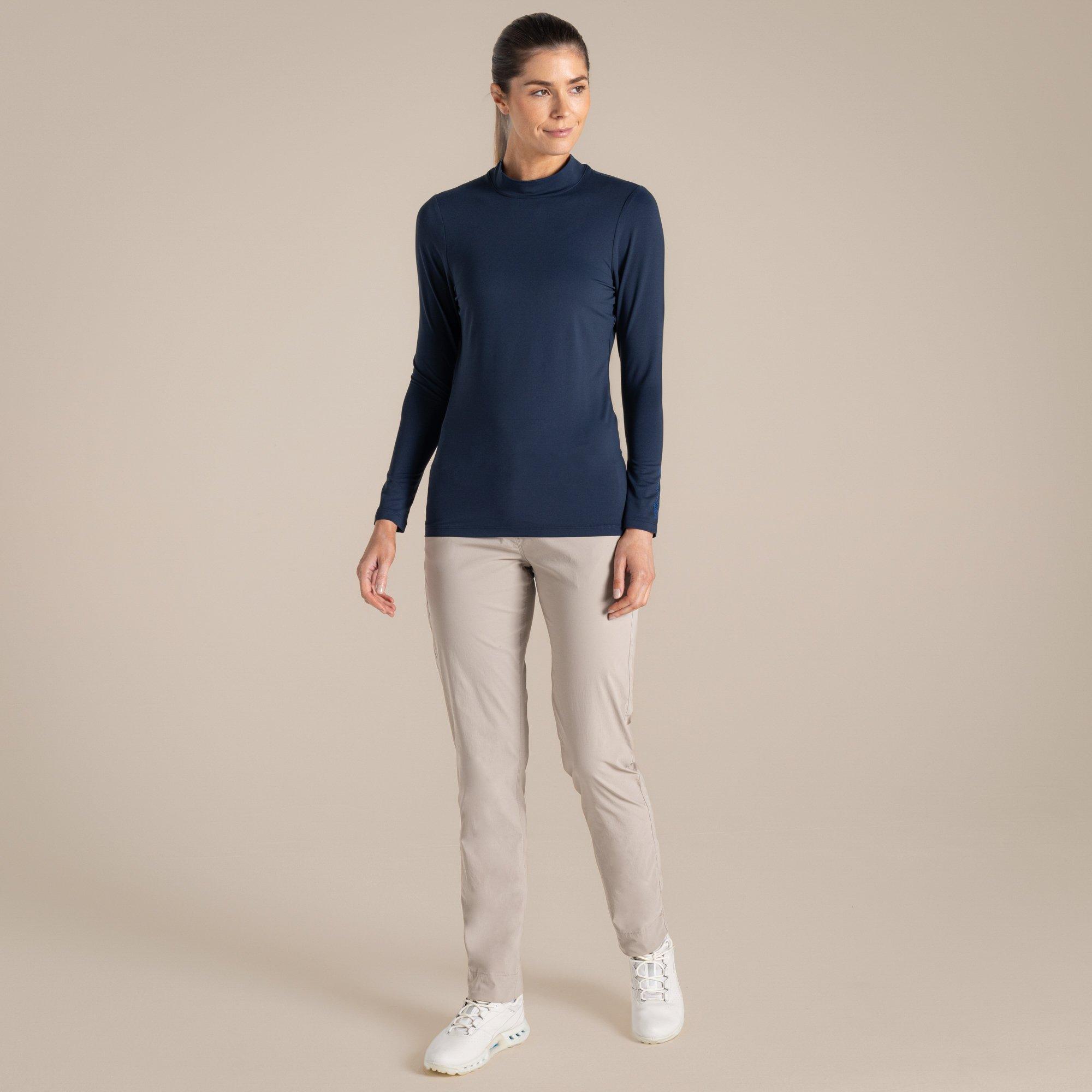 Craghoppers Women's Nosilife Mock Neck Long-Sleeved Golf Tee - Blue Navy - 14