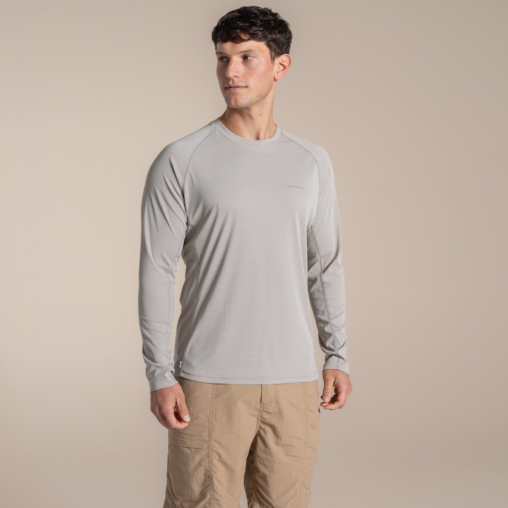 Craghoppers Men's Nosilife Solar Shield+ Long-Sleeved T-Shirt - Parcht Parchment - XXL