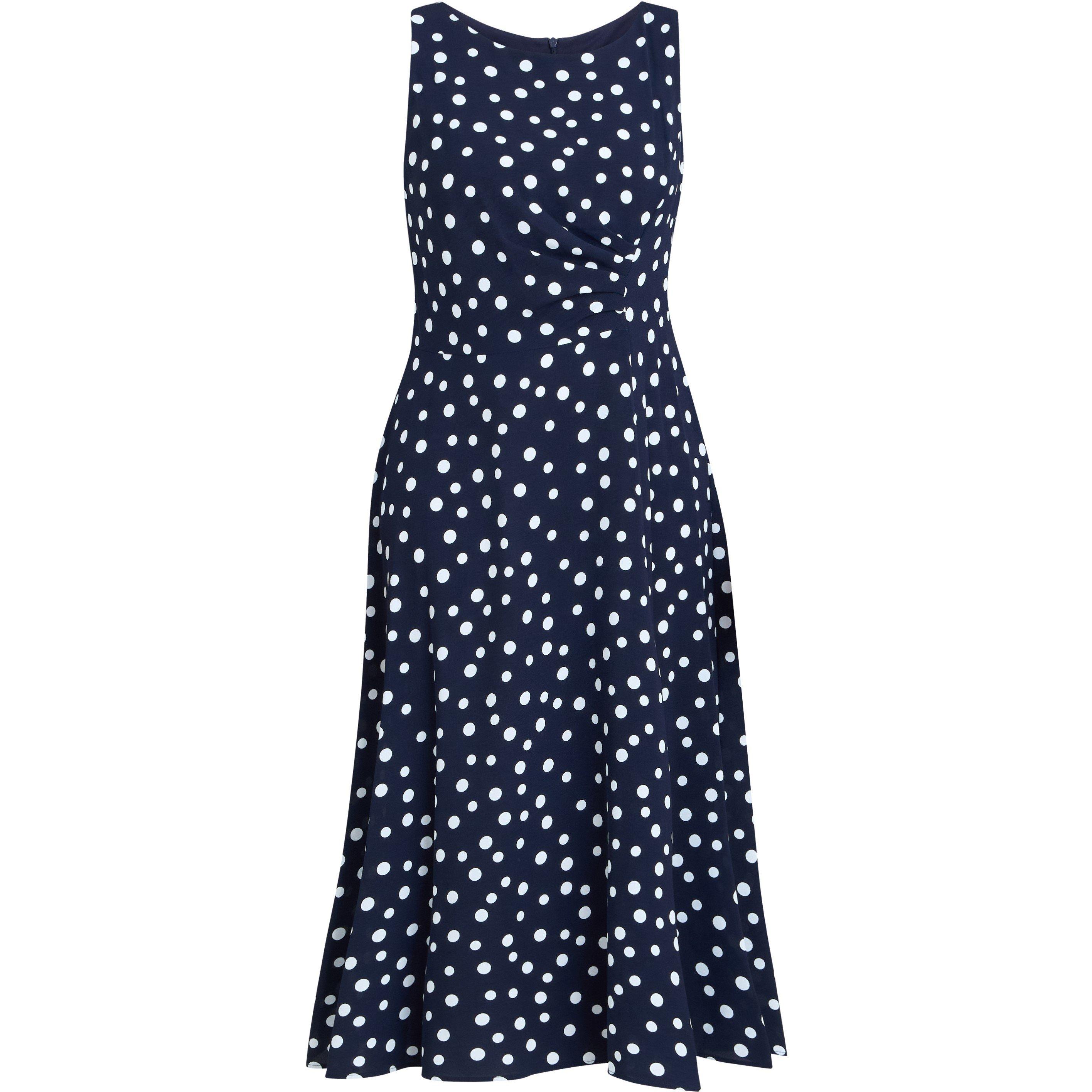 Navy White - Gina Bacconi - Women's Lacinda Spot A Line Dress - 4