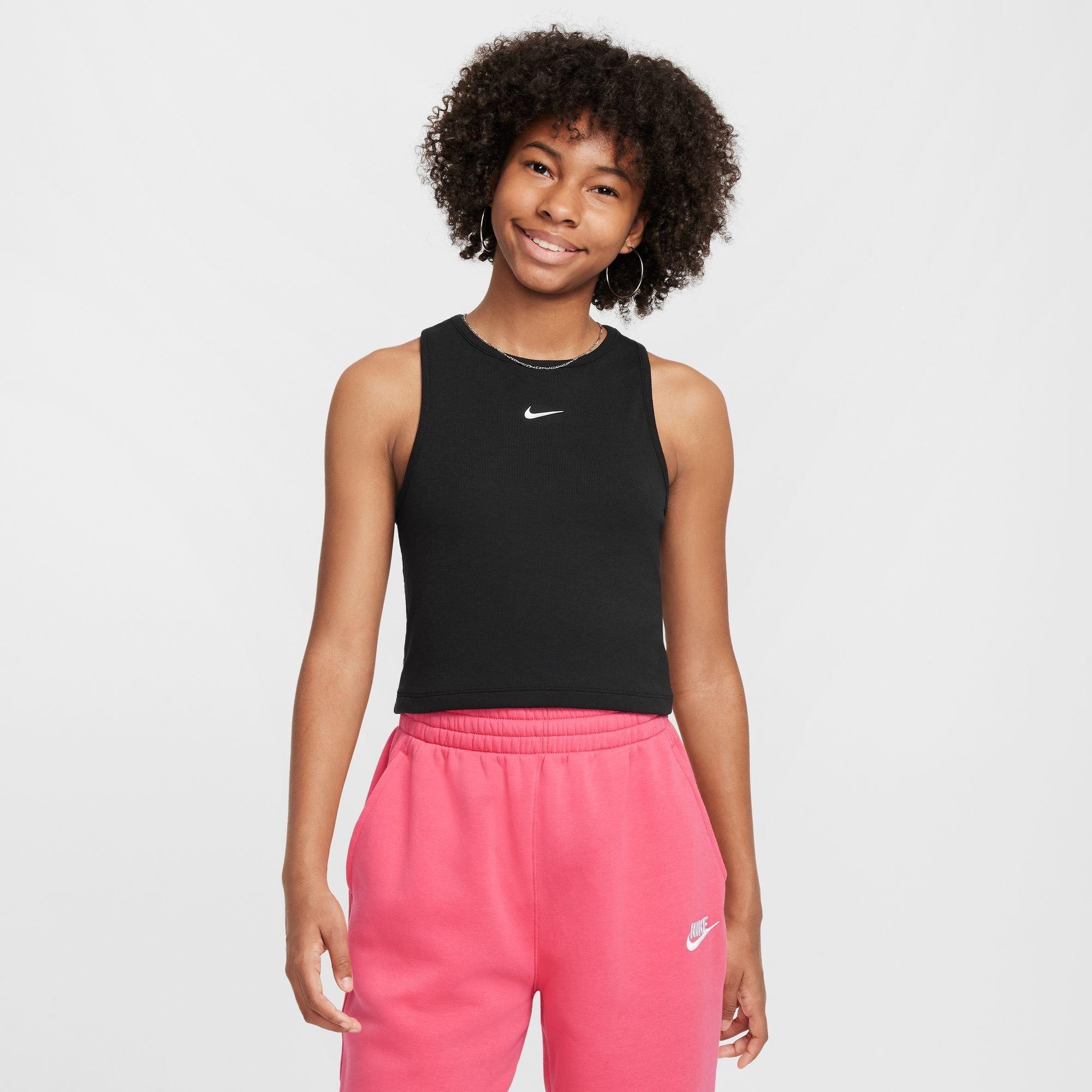 Nike Girls Kids' Rib Dance Crop Top - Black - 11-12 (L)