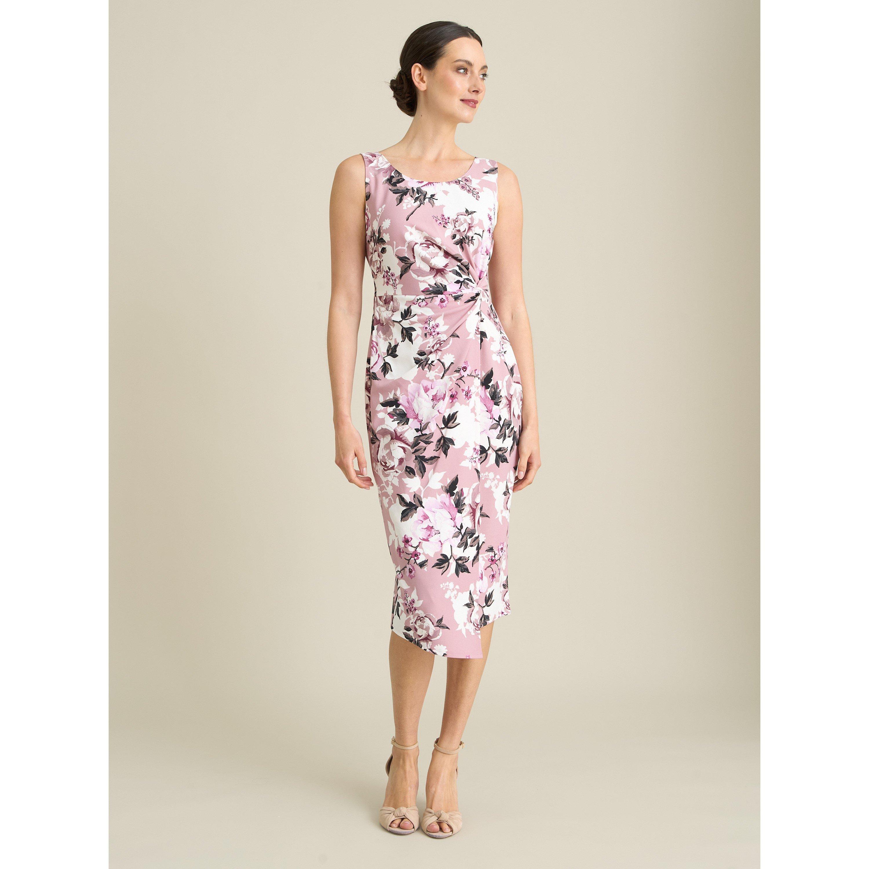Dark Rose - Gina Bacconi - Roma Twist Knot Floral Dress - 3