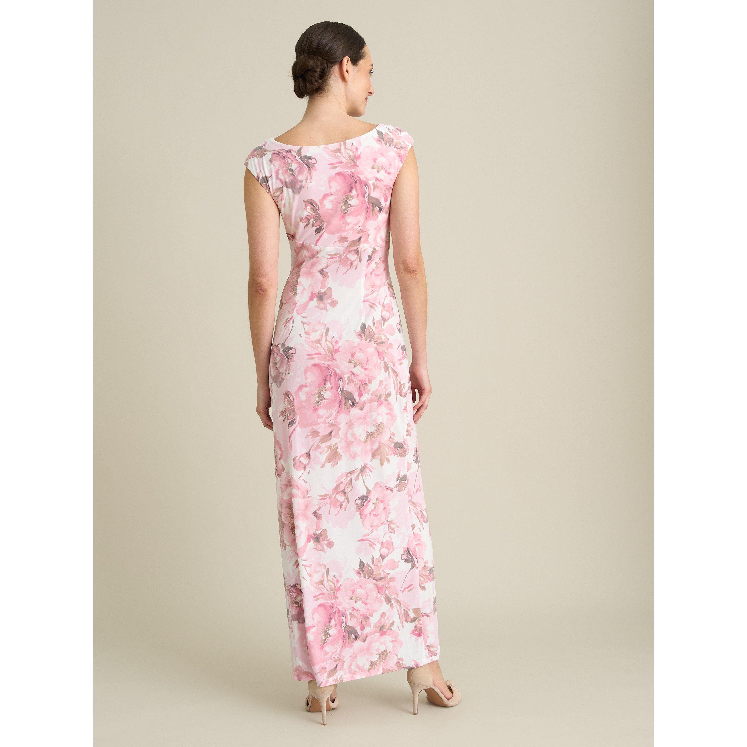Pink - Gina Bacconi - Lora Floral Jersey Diamante Maxi Dress - 2