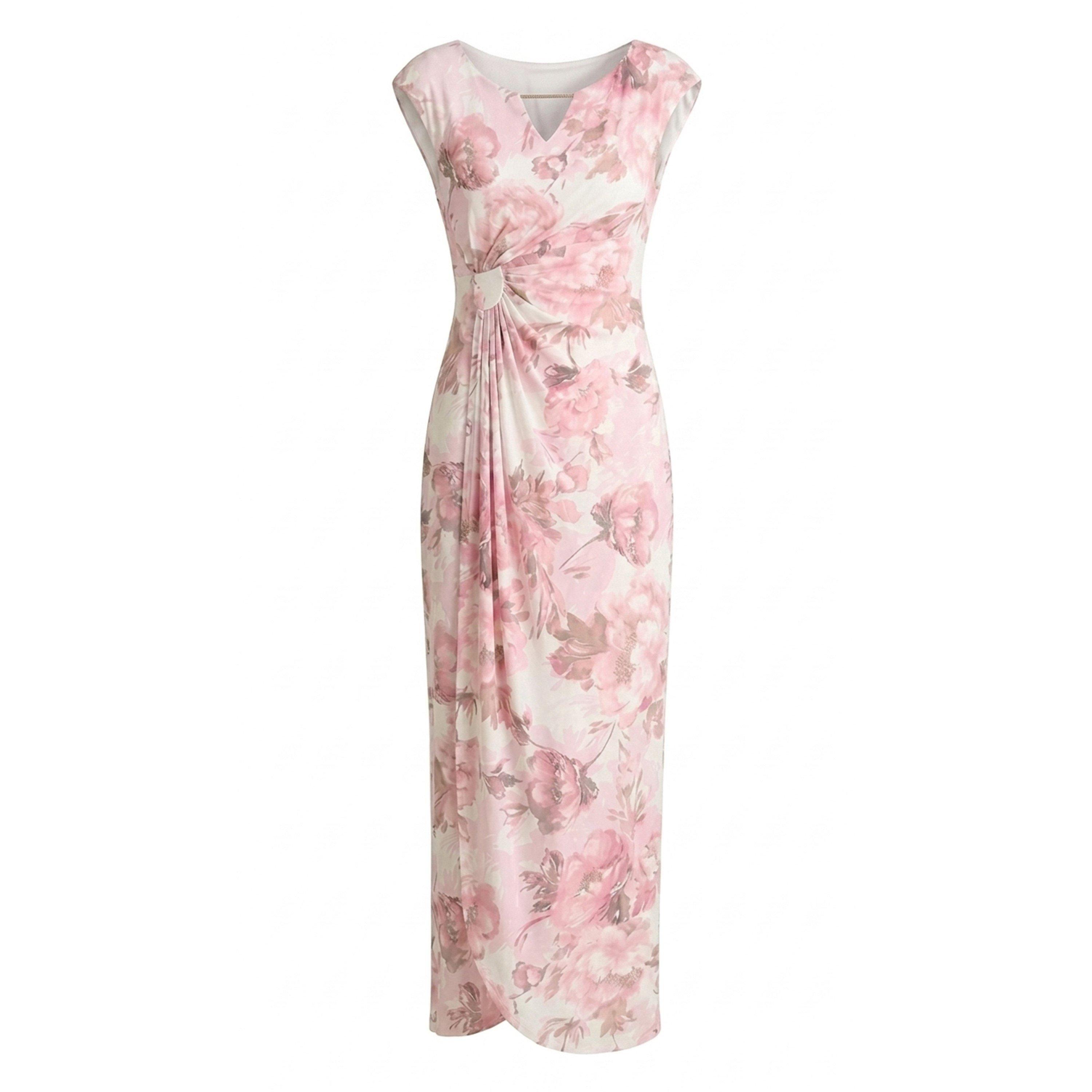 Pink - Gina Bacconi - Lora Floral Jersey Diamante Maxi Dress - 4