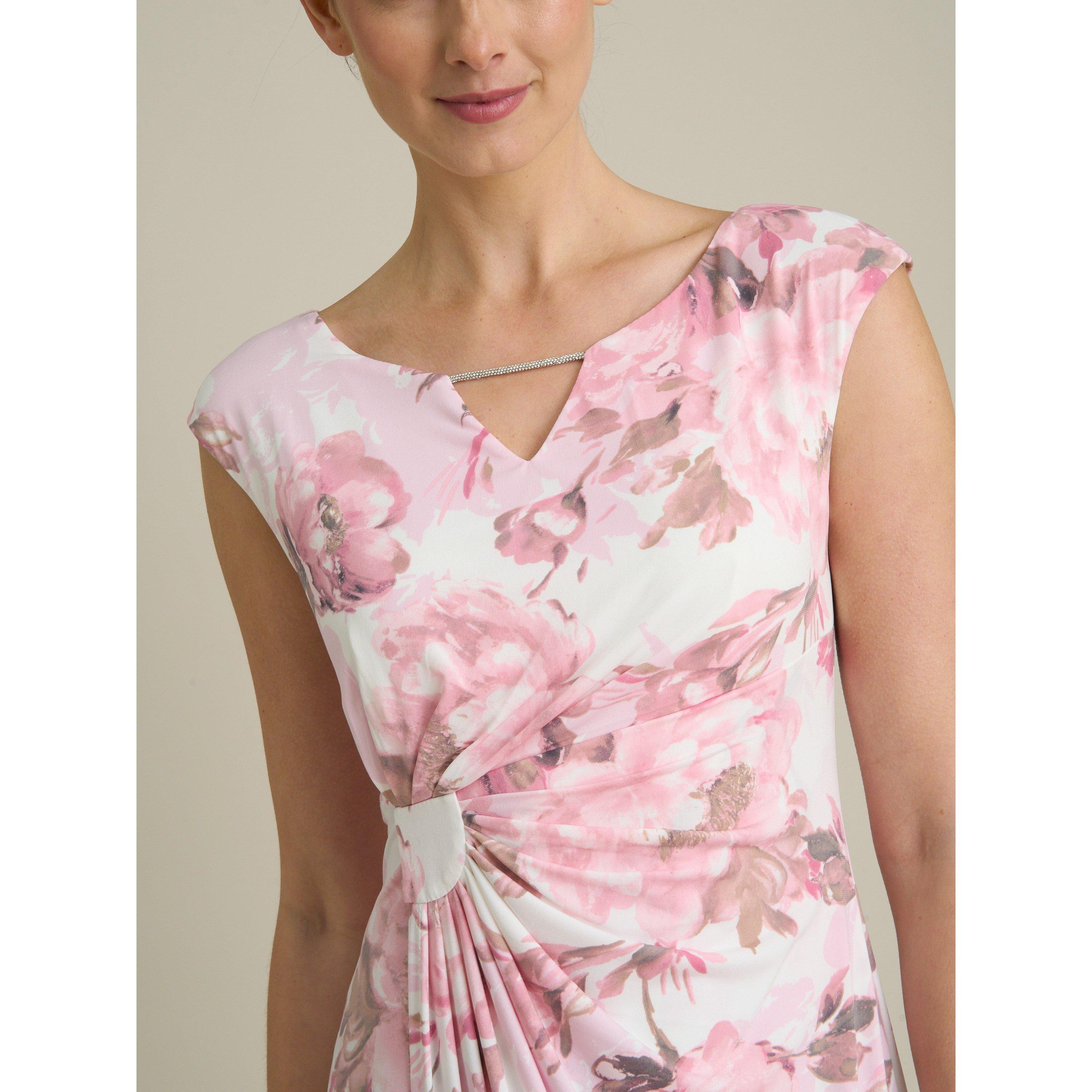 Pink - Gina Bacconi - Lora Floral Jersey Diamante Maxi Dress - 5