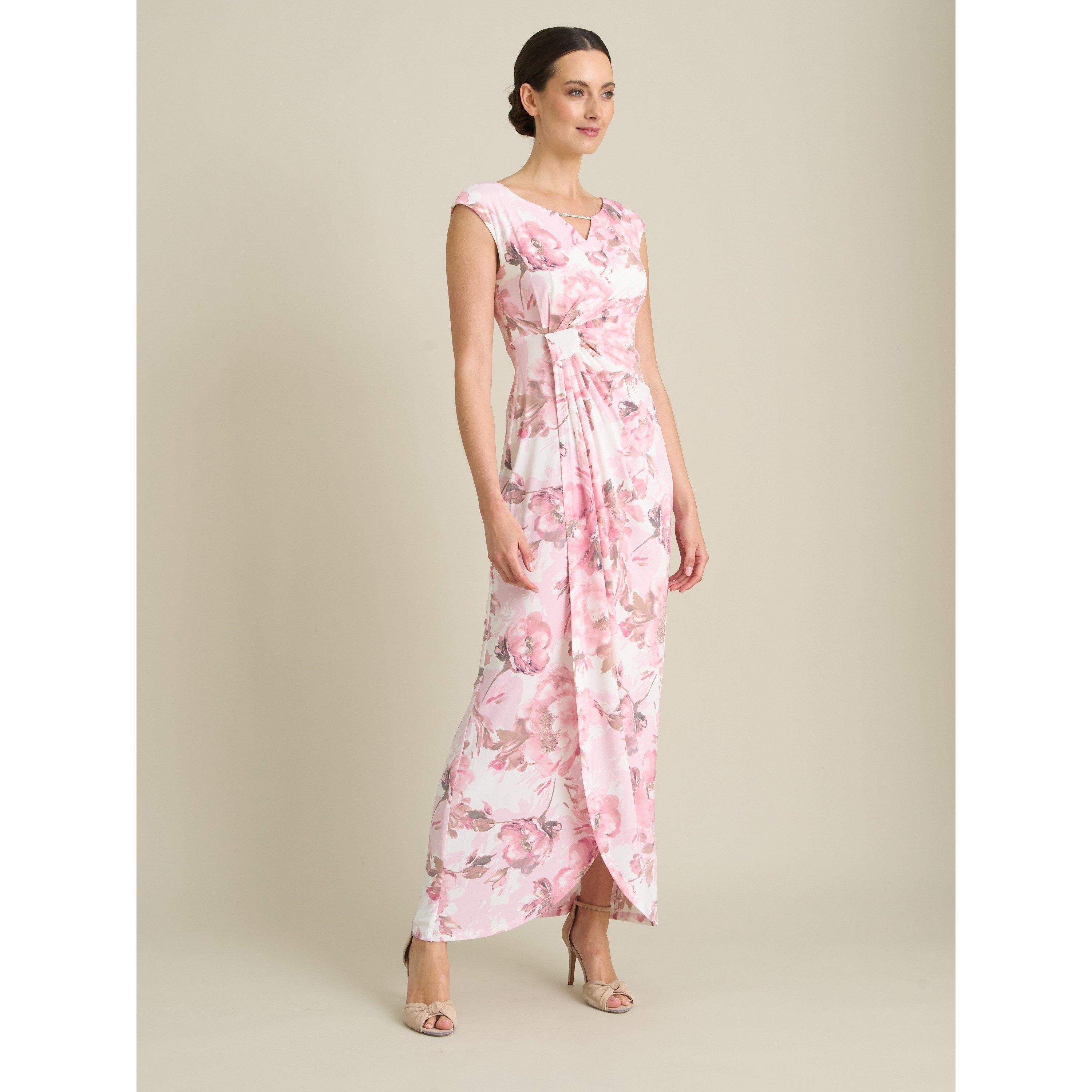 Pink - Gina Bacconi - Lora Floral Jersey Diamante Maxi Dress - 6