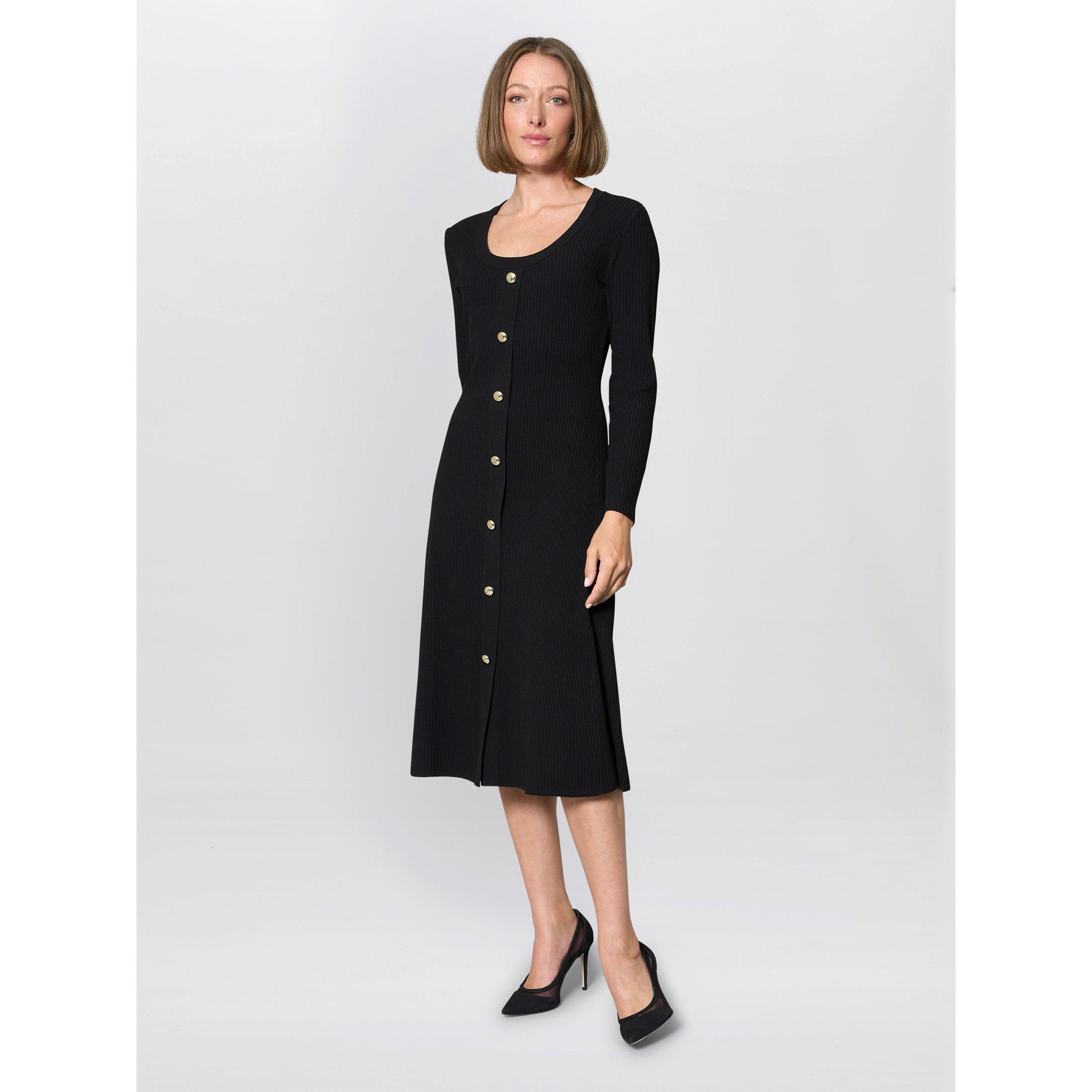 Black - Gina Bacconi - Cher Button Front Knit Midi Dress - 2