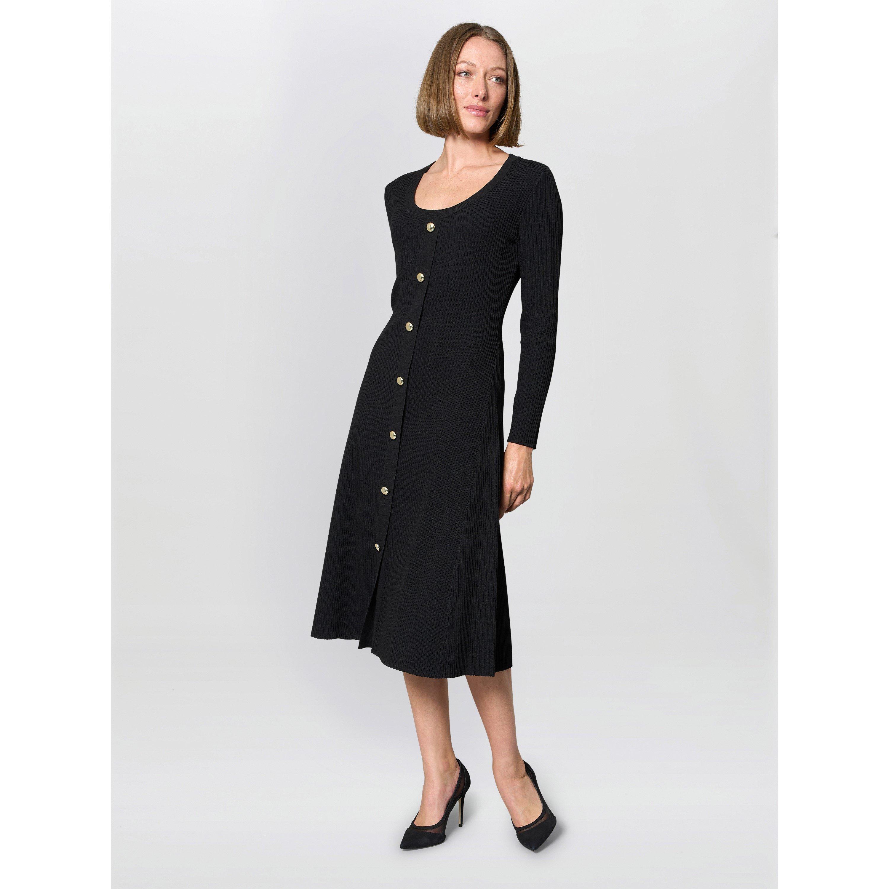 Black - Gina Bacconi - Cher Button Front Knit Midi Dress - 6