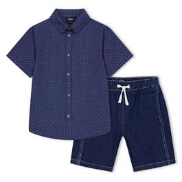 Studio Older Boys Spot shirt and Short Set Blue