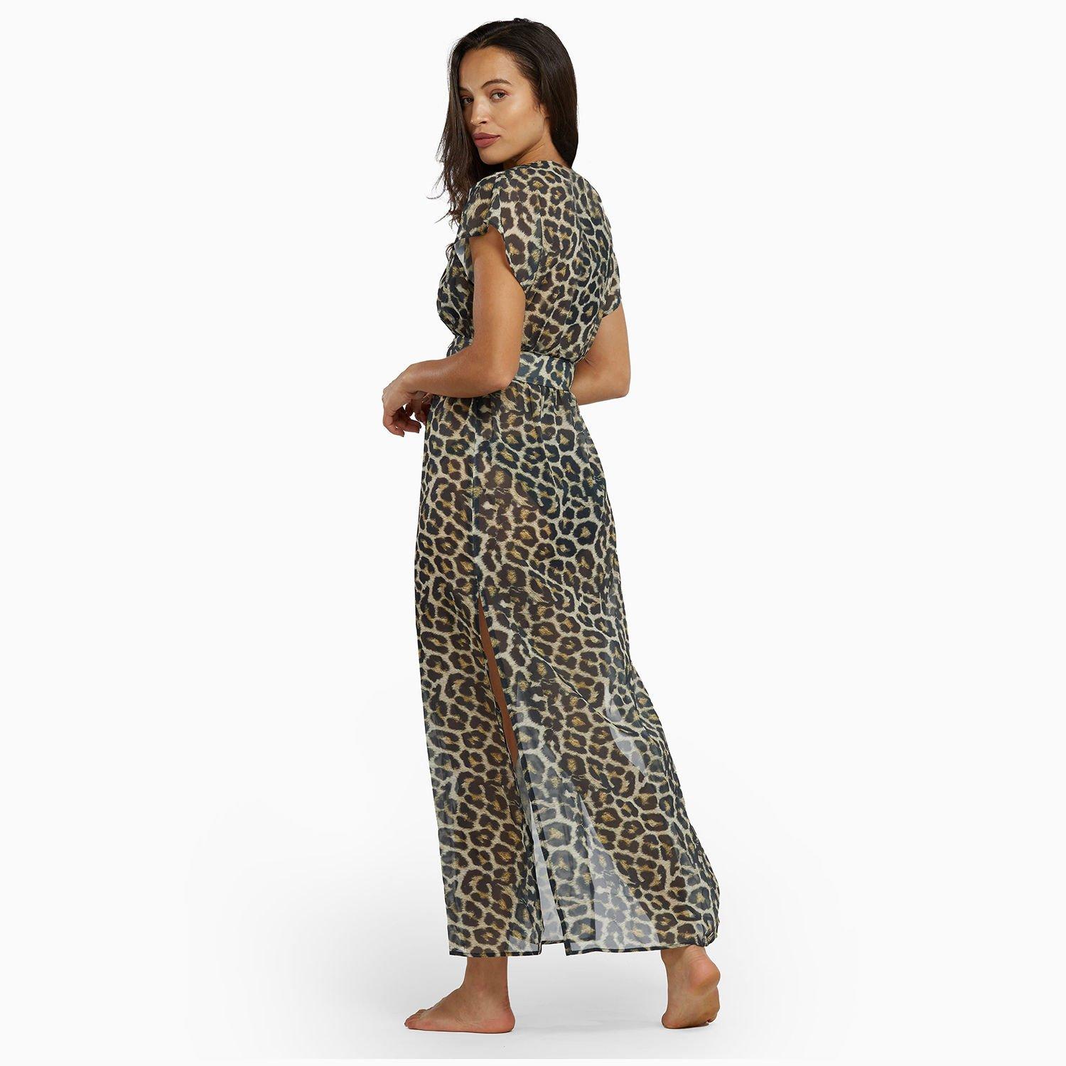 Leopard Print - Wolf and Whistle - Leopard Print Maxi Beach Cover Up Dress - 2