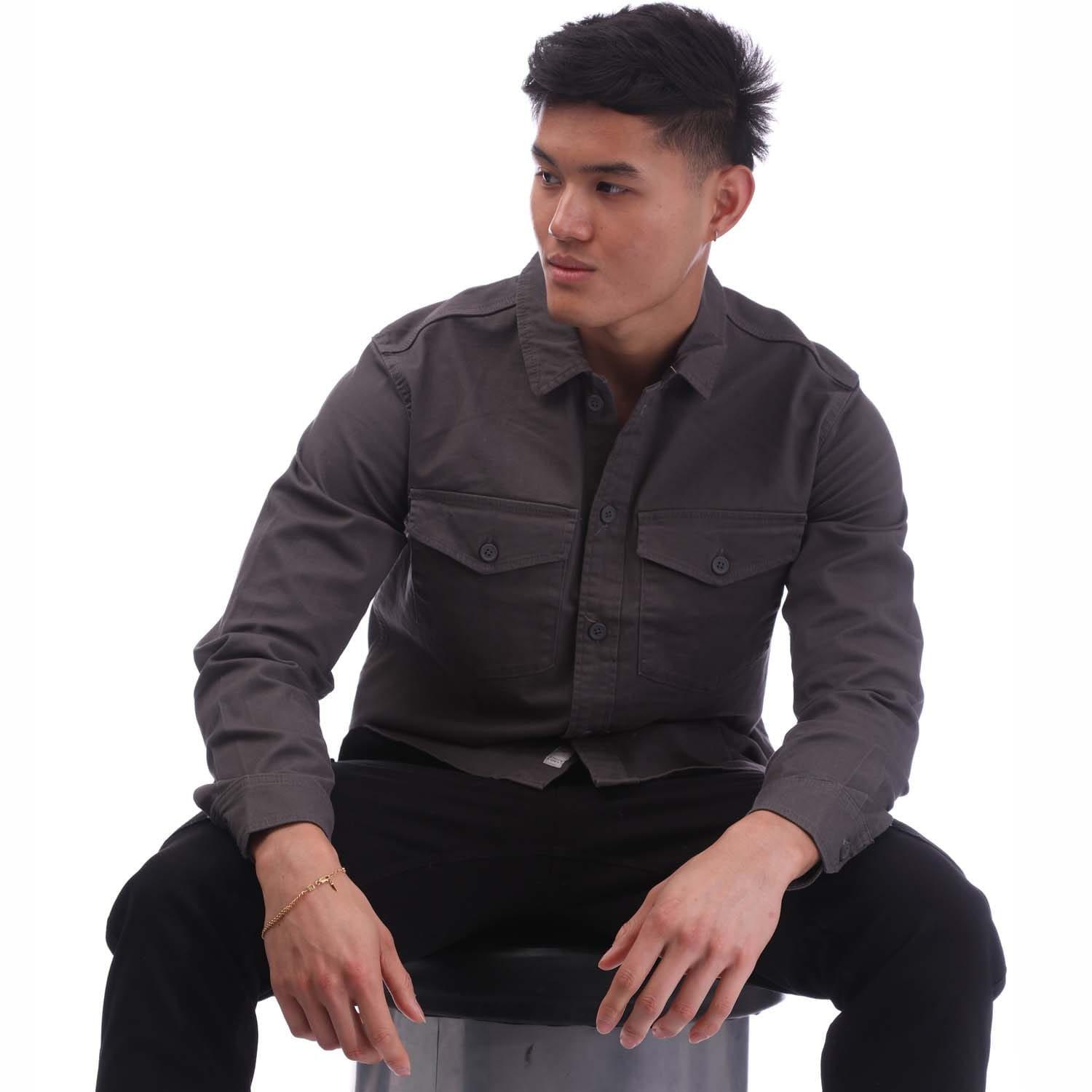 Grey - Jack and Jones - Stretch Over Shirt - 5