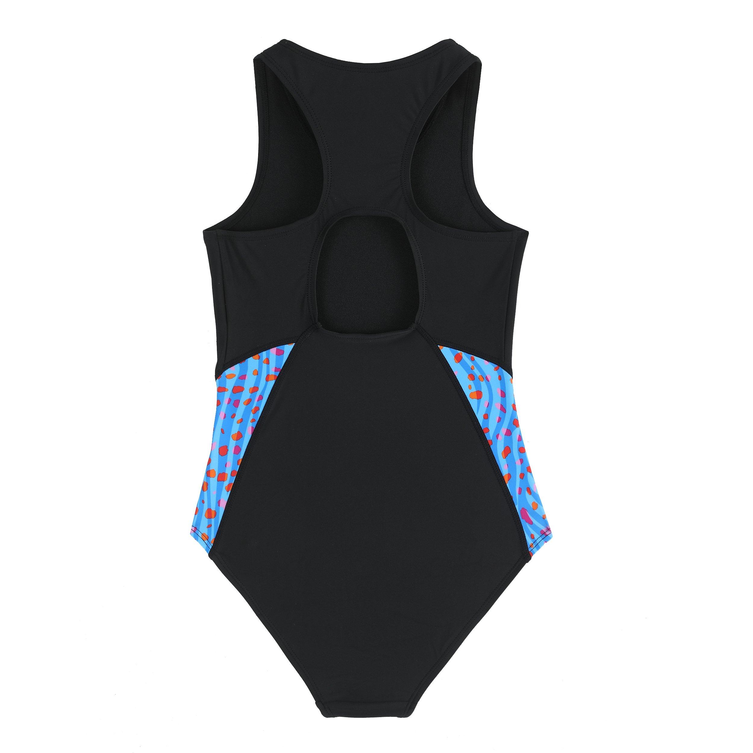 Zwart/Cyaan Blauw - Slazenger - Splice Racerback Swimsuit Junior - 2