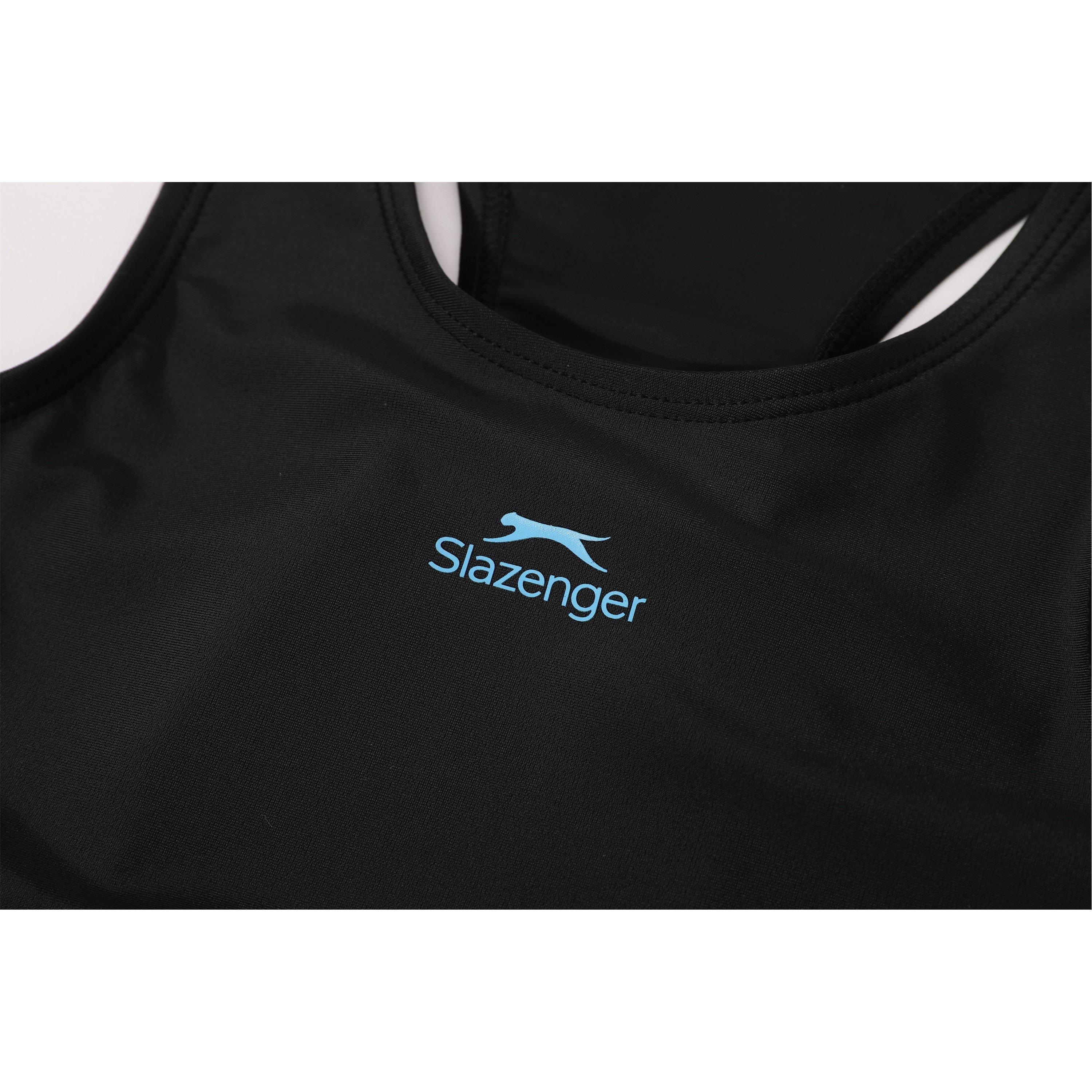 Zwart/Cyaan Blauw - Slazenger - Splice Racerback Swimsuit Junior - 7