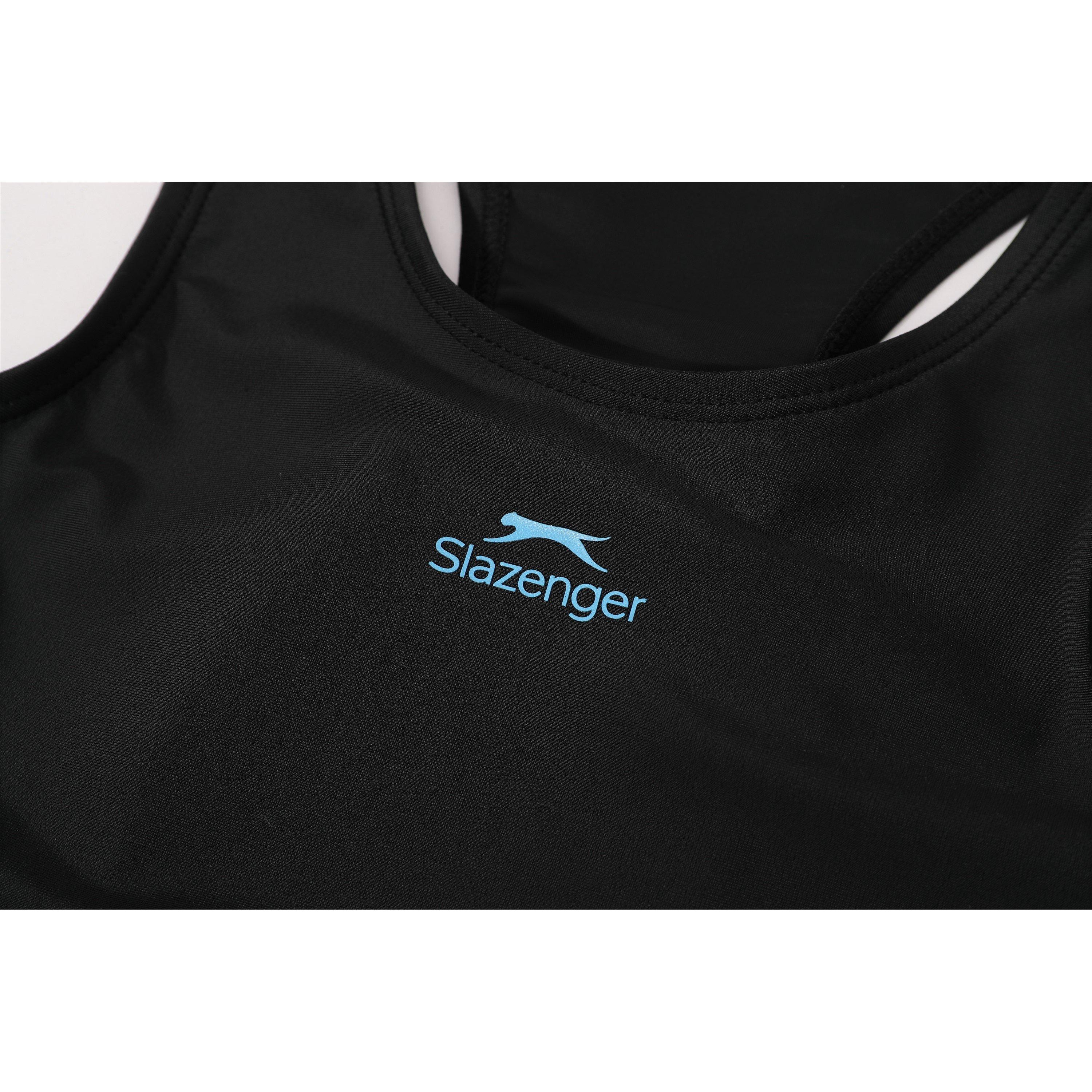 Zwart/Cyaan Blauw - Slazenger - Splice Racerback Swimsuit Junior - 4