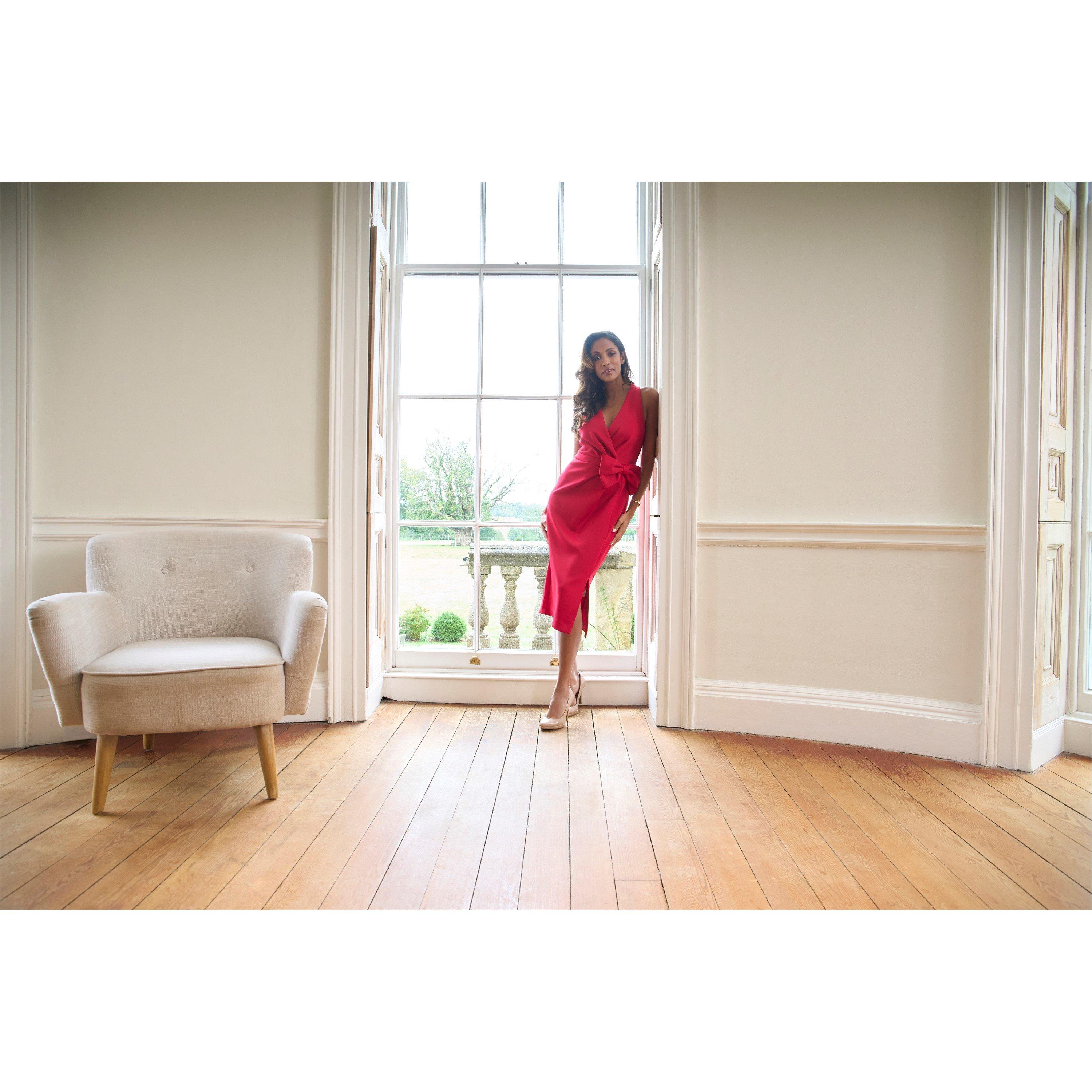 Red - Gina Bacconi - Elliana Bow Detail Midi Dress - 11