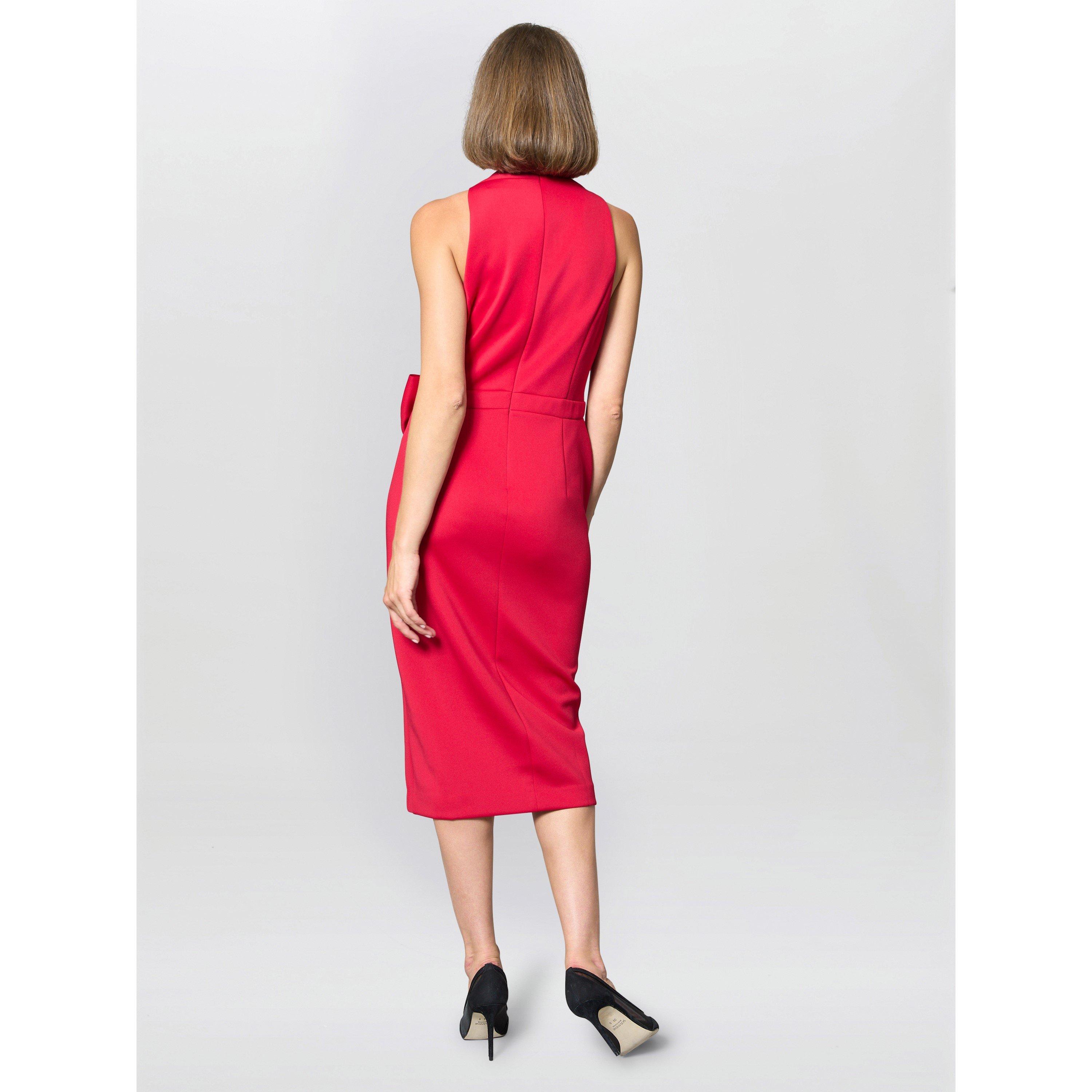 Red - Gina Bacconi - Elliana Bow Detail Midi Dress - 3