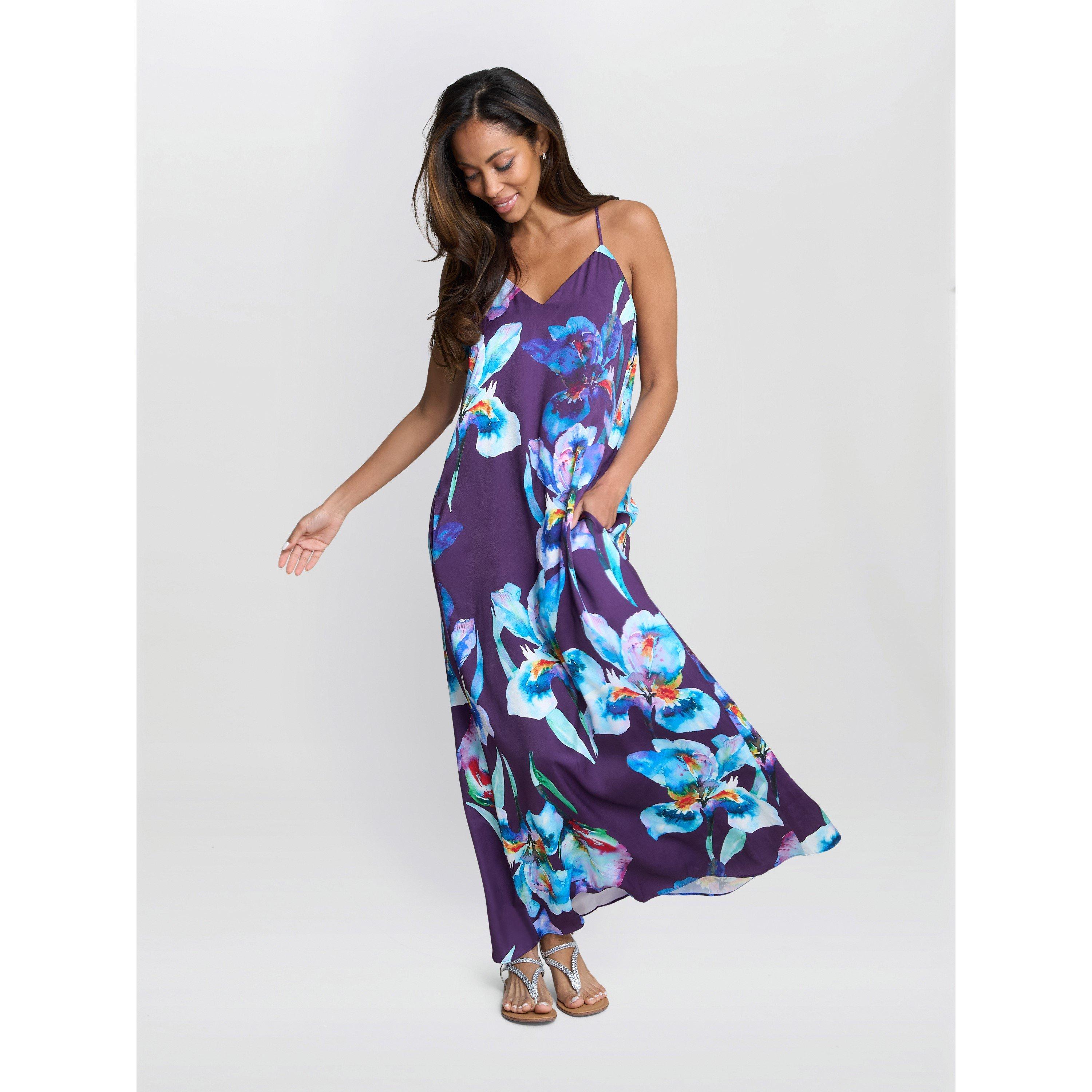 Navy Multi - Gina Bacconi - Genny Floral Print Maxi Dress - 6