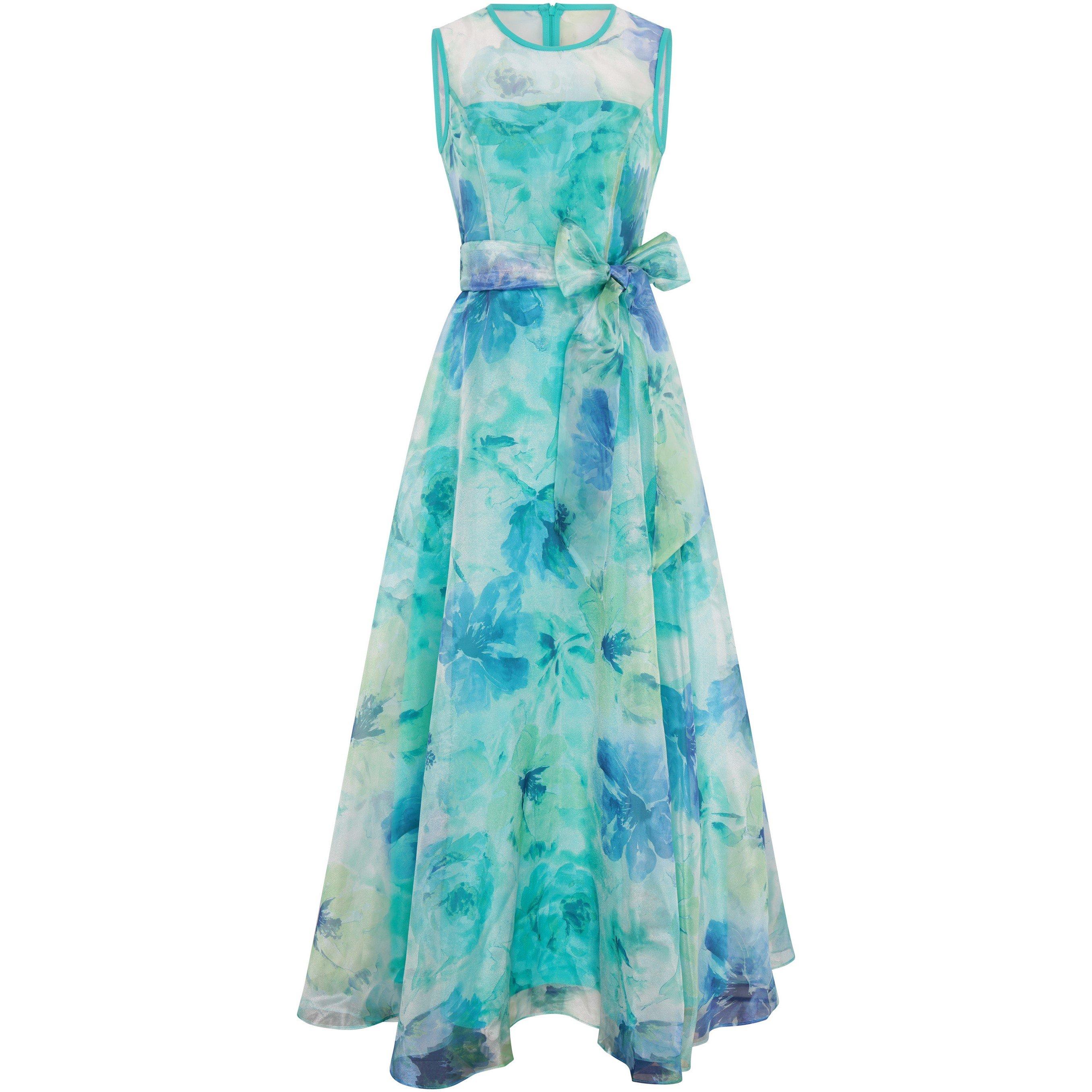 Green - Gina Bacconi - Amy Printed Organza Maxi Dress - 1