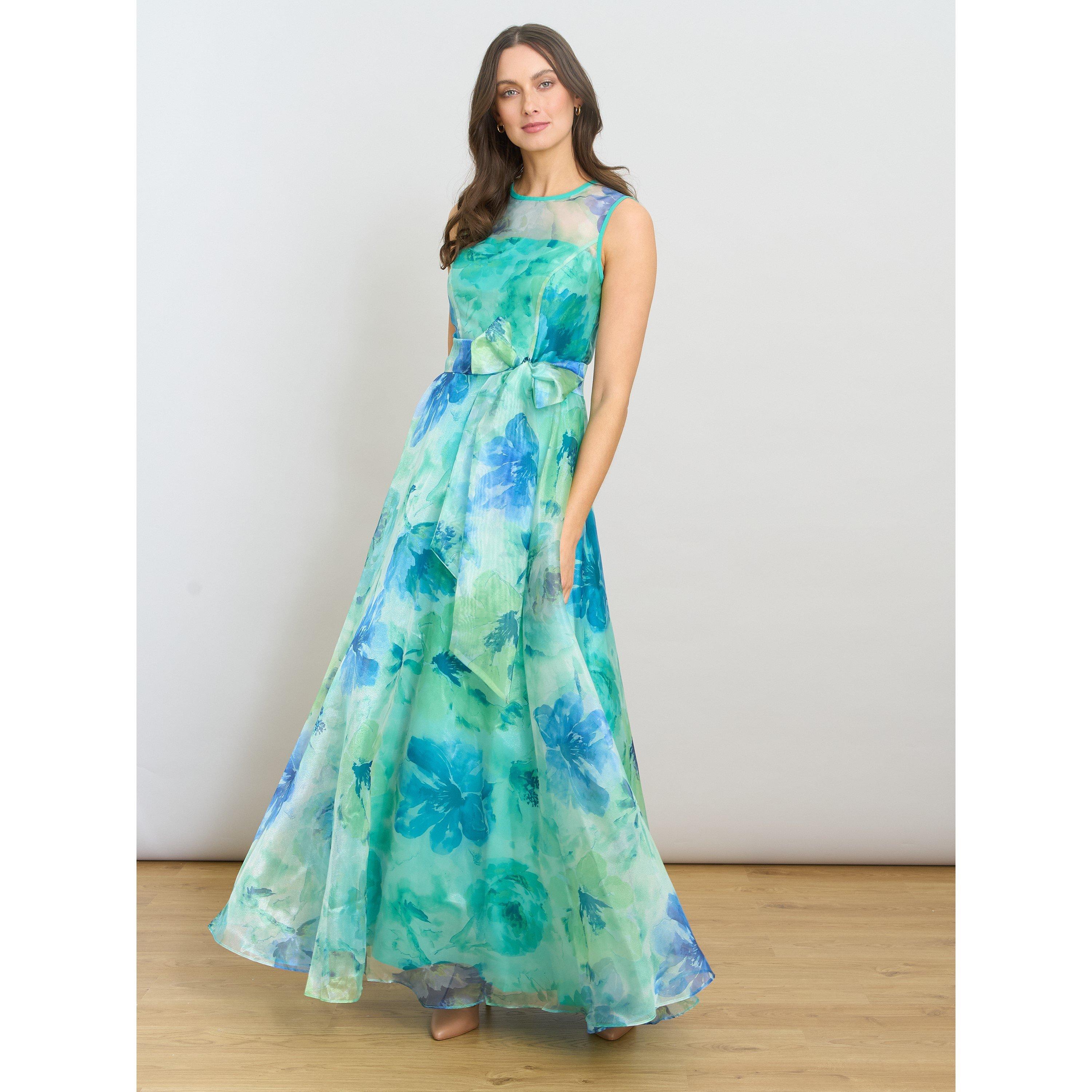 Green - Gina Bacconi - Amy Printed Organza Maxi Dress - 2