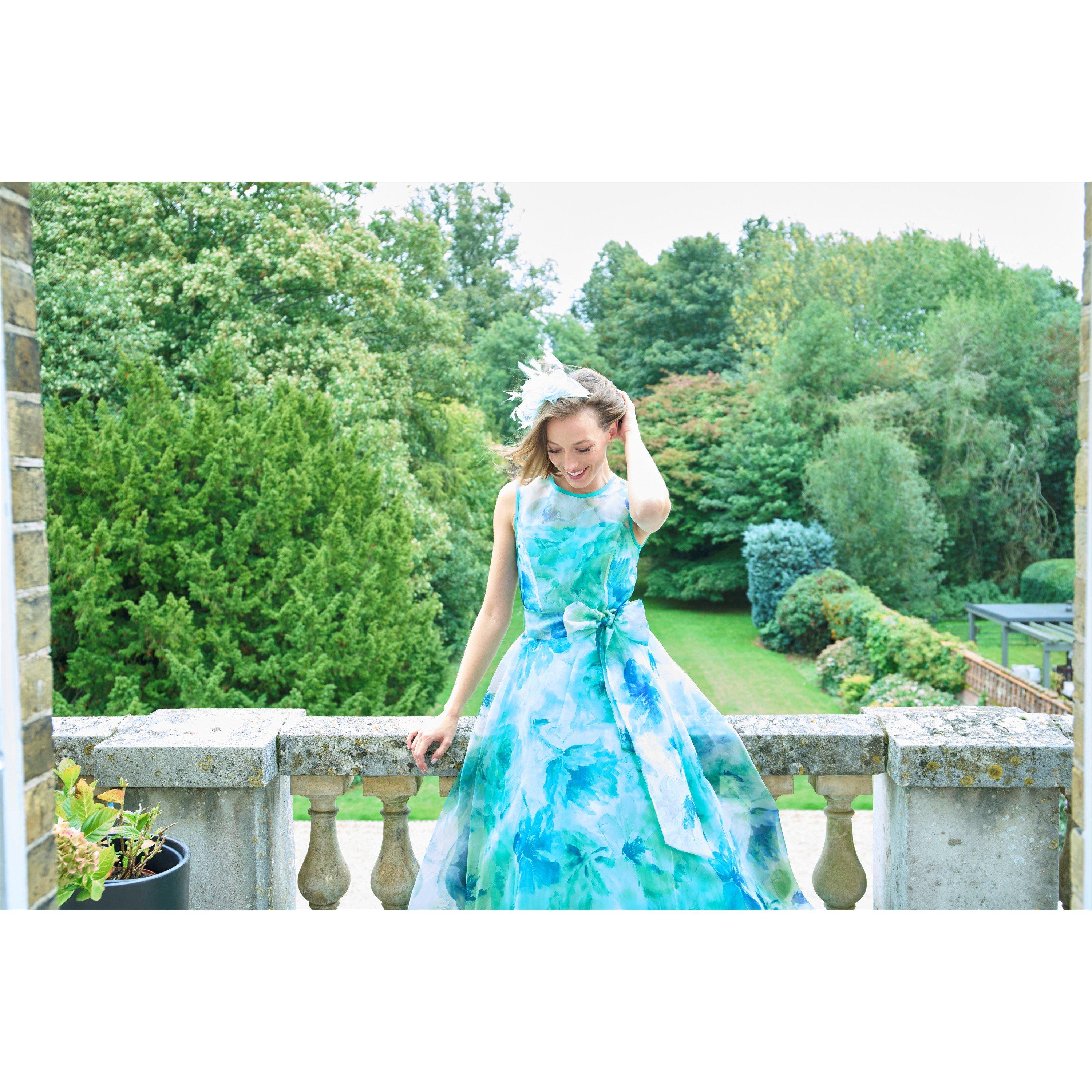 Green - Gina Bacconi - Amy Printed Organza Maxi Dress - 11