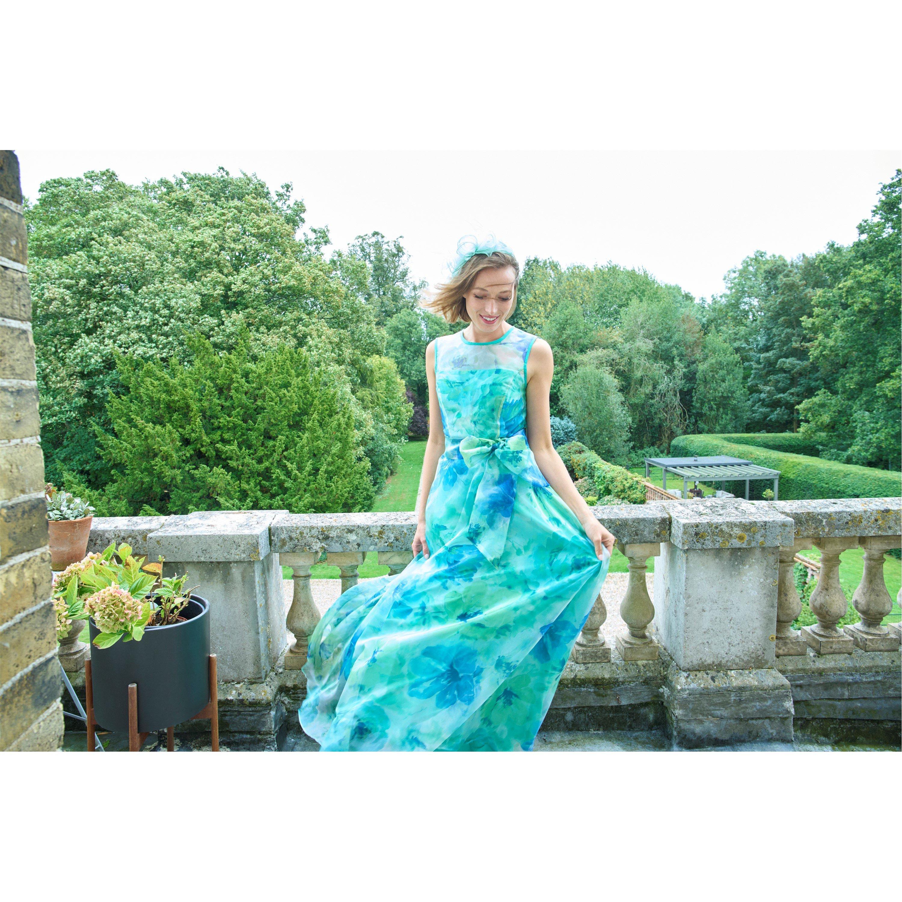 Green - Gina Bacconi - Amy Printed Organza Maxi Dress - 12