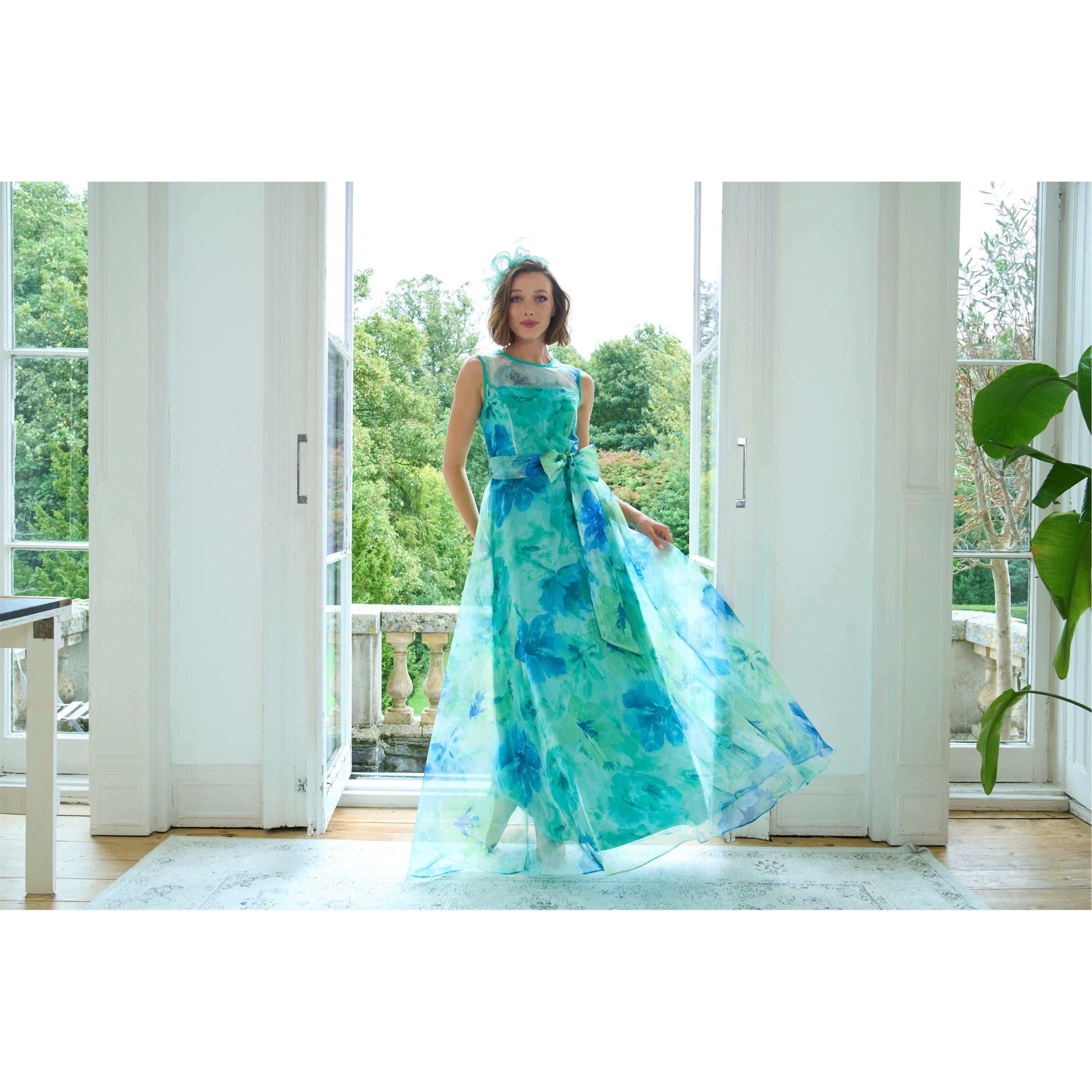 Green - Gina Bacconi - Amy Printed Organza Maxi Dress - 13